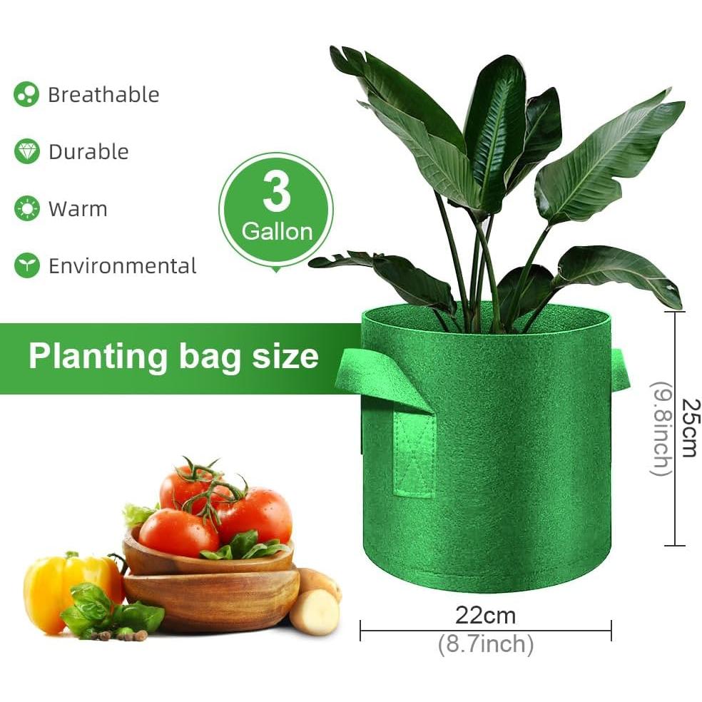Paquete de 5 bolsas de cultivo FineGearPow 11.4L Verde