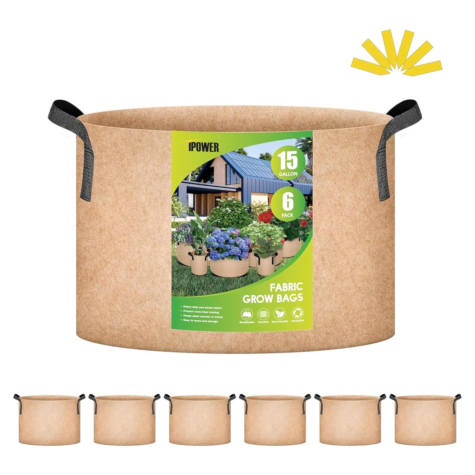 Bolsa de Crecimiento iPower 15 Galones 6-Pack Tela Resistente