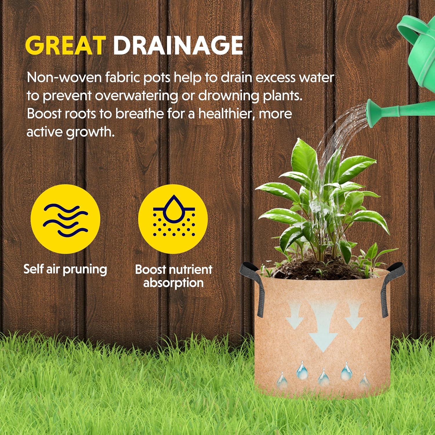 Bolsa de Crecimiento iPower 15 Galones 6-Pack Tela Resistente