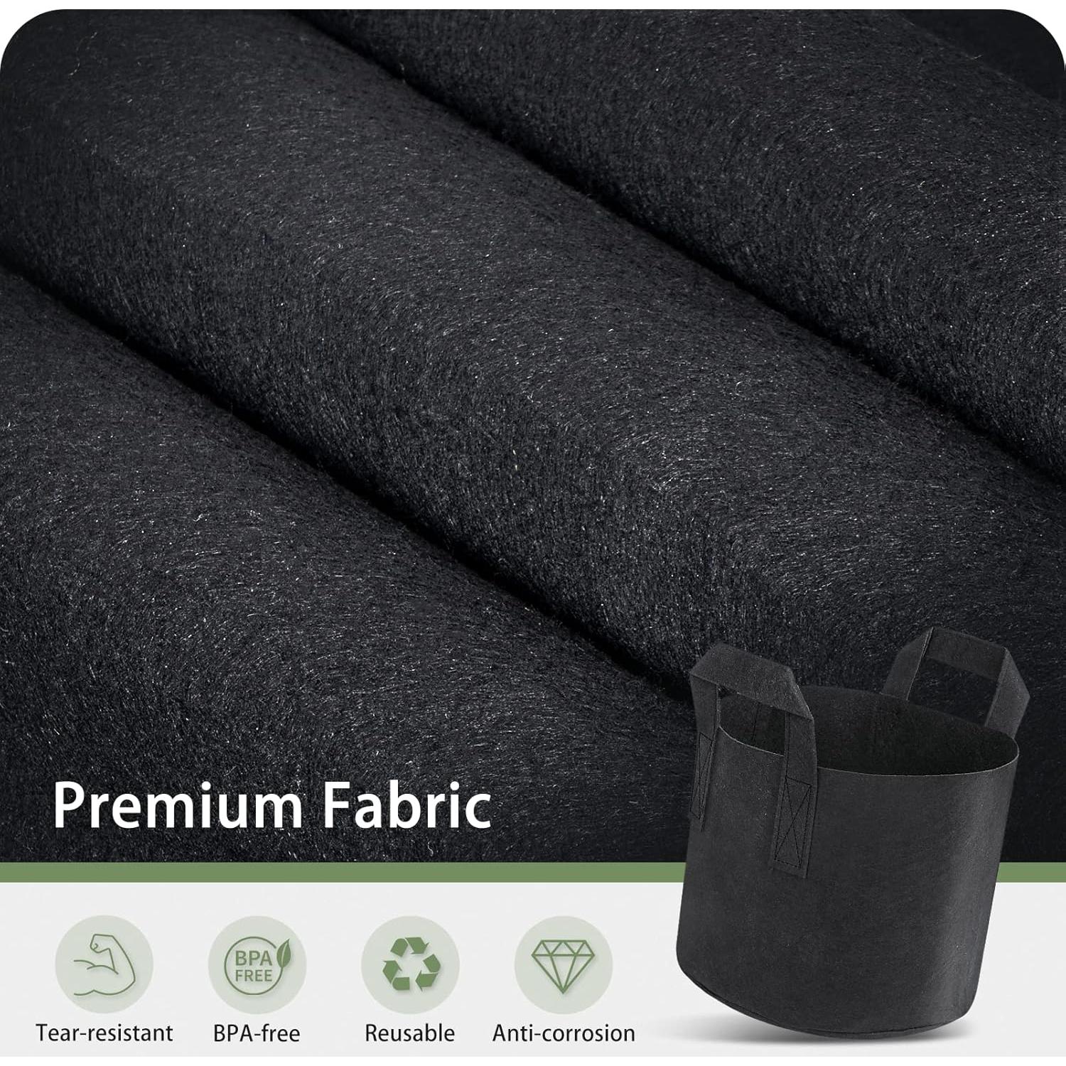 Bolsas de Cultivo 1 Galón GreatBuddy 24-Pack Tela Negra