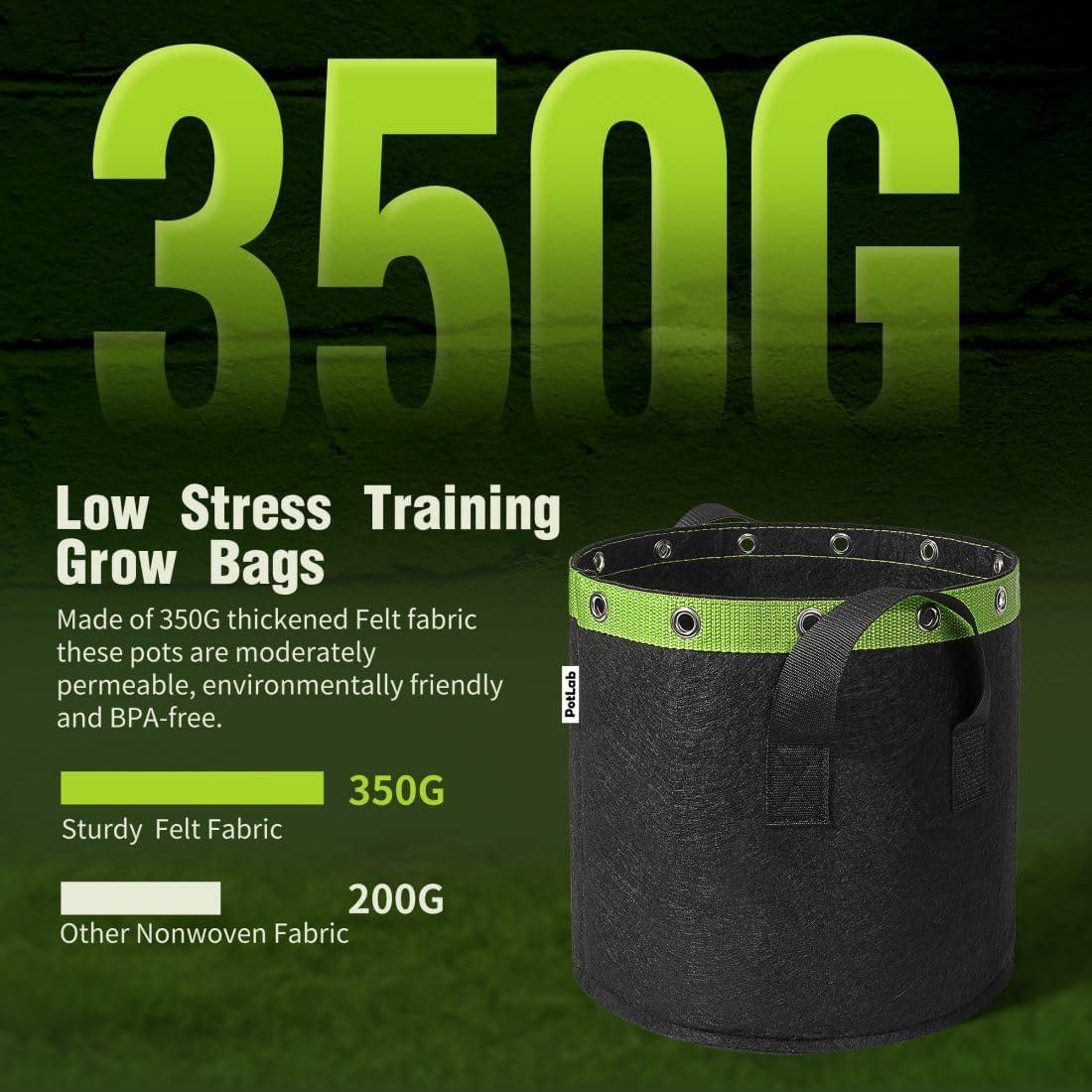 Bolsas de Cultivo POTLAB 3 Galones (Paquete de 5) Tela