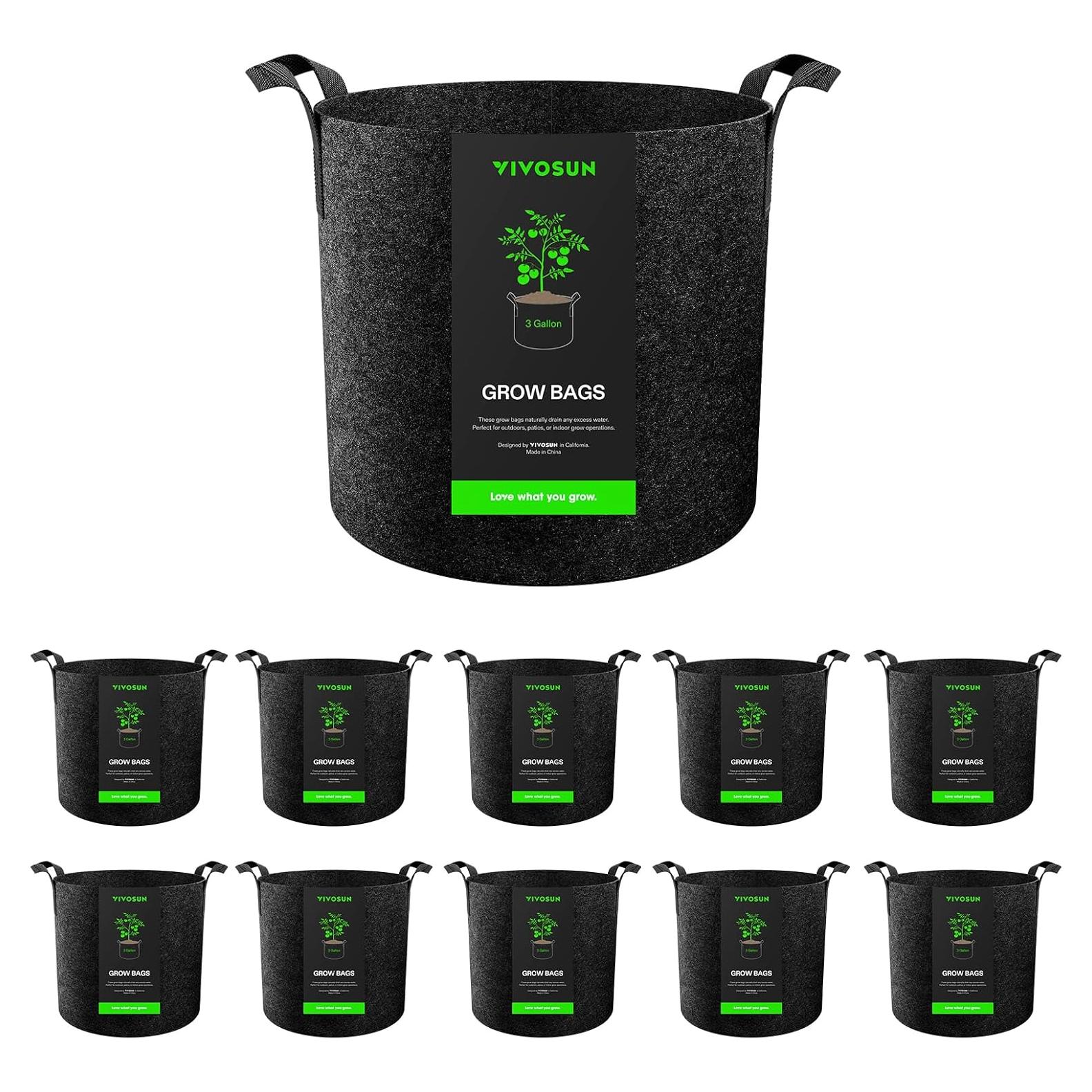 Bolsas de Cultivo VIVOSUN 10-Pack 11.36L Tela Reforzada