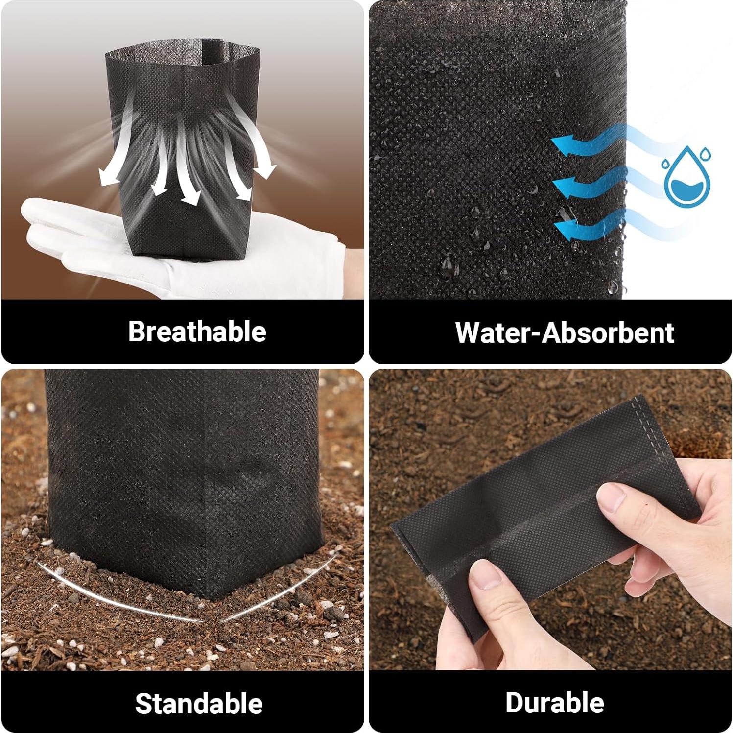 Bolsas de Cultivo Negras ENPOINT 200 Unidades 14.99x13.97 cm