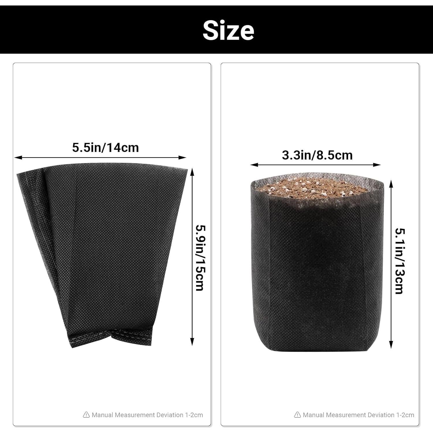 Bolsas de Cultivo Negras ENPOINT 200 Unidades 14.99x13.97 cm