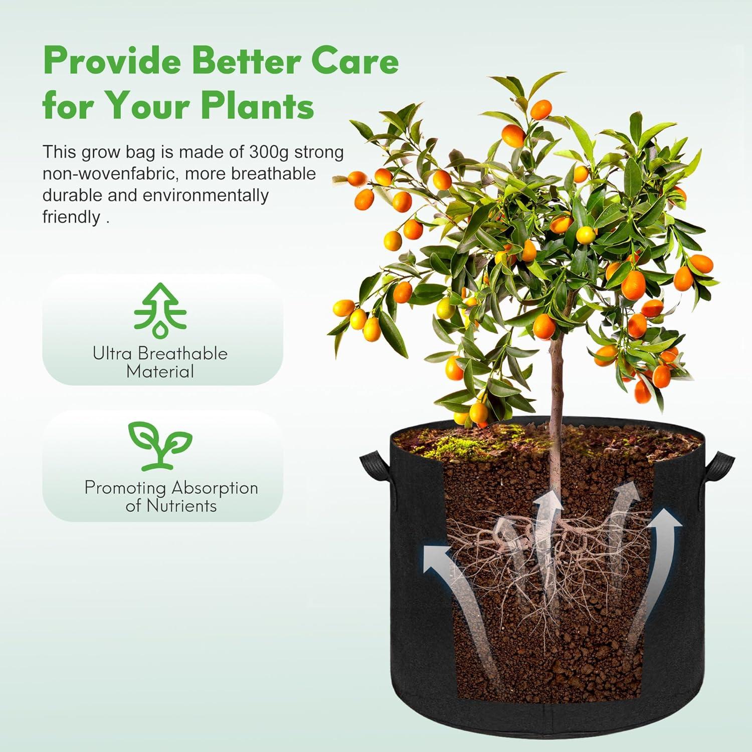 Paquete de 5 bolsas de cultivo Hemikaki 20 galones 50 cm