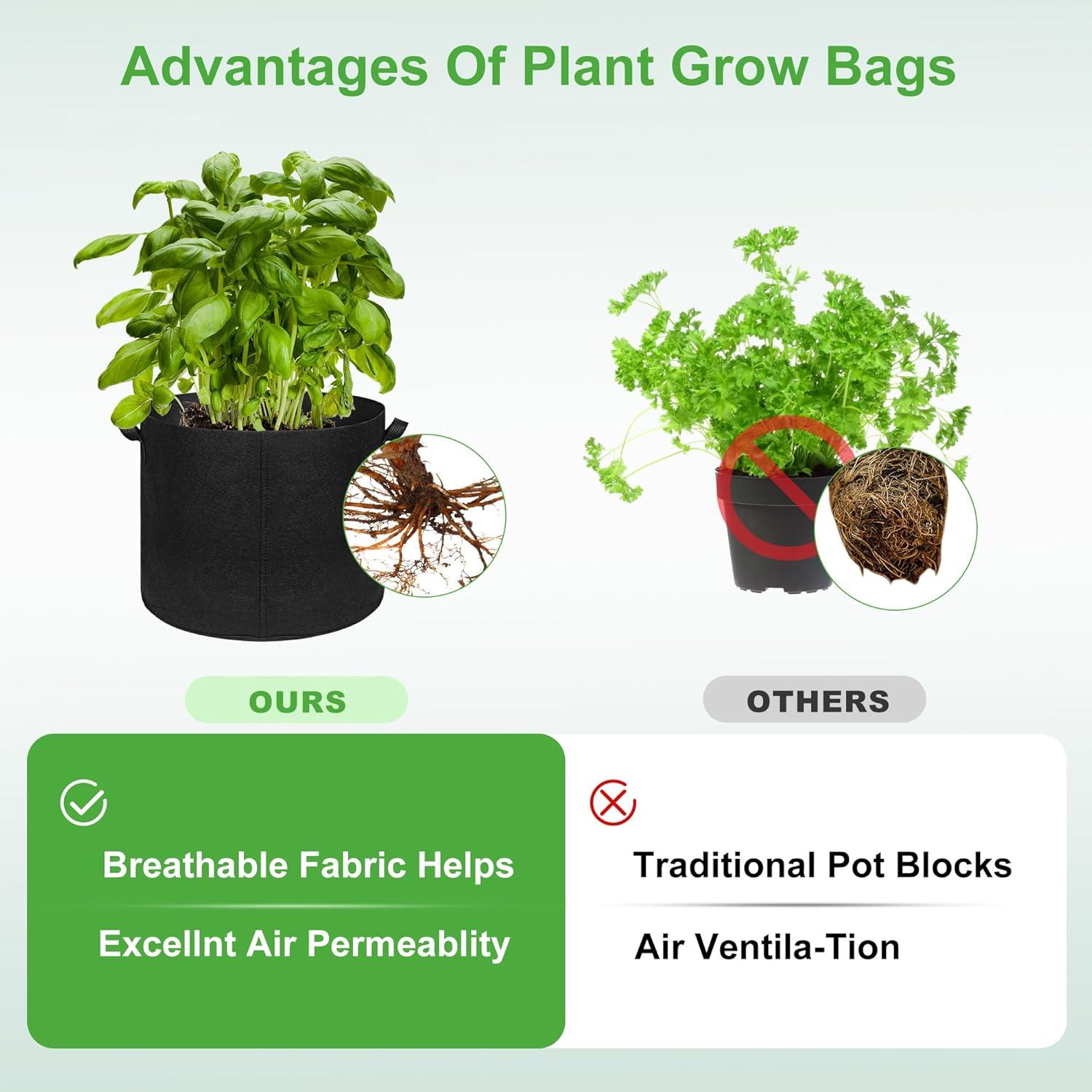 Paquete de 5 bolsas de cultivo Hemikaki 20 galones 50 cm