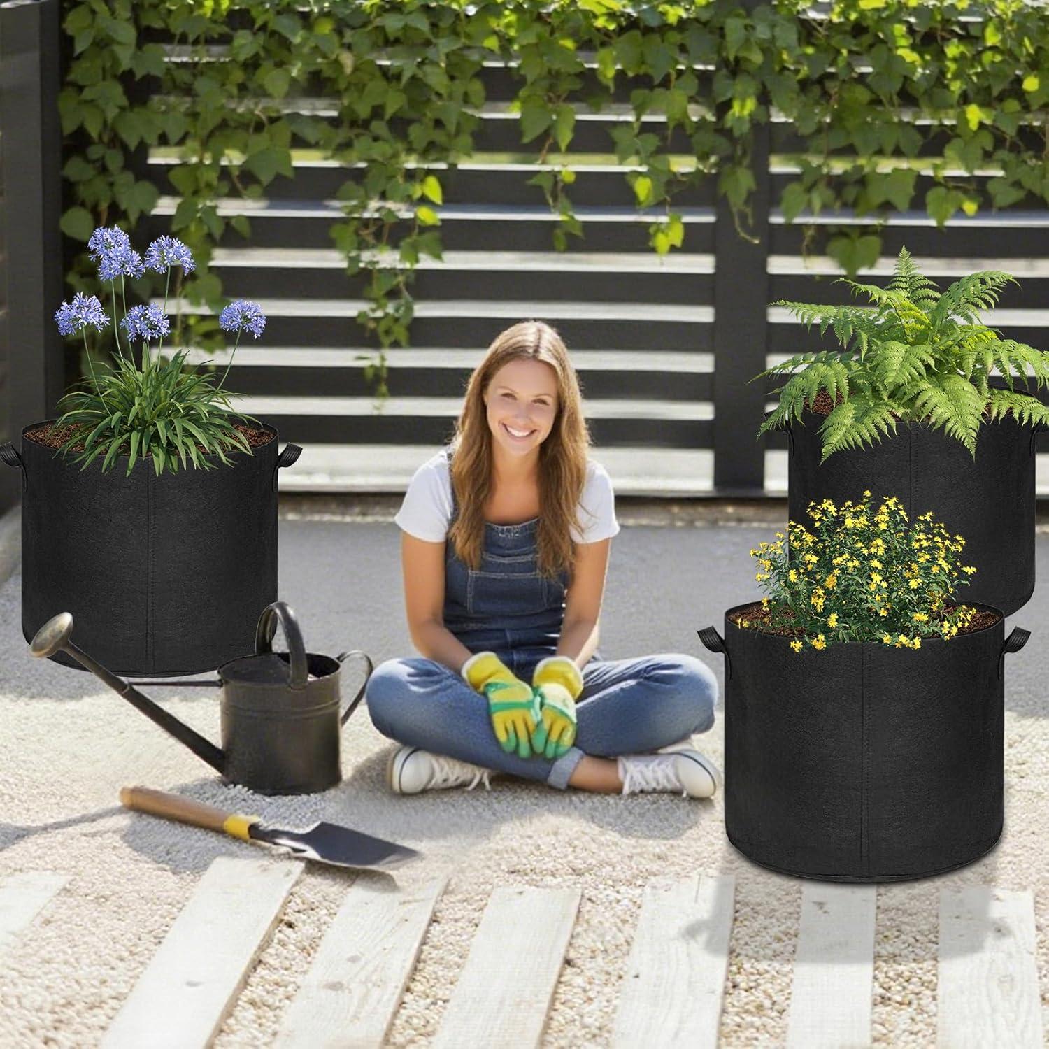 Paquete de 5 bolsas de cultivo Hemikaki 20 galones 50 cm