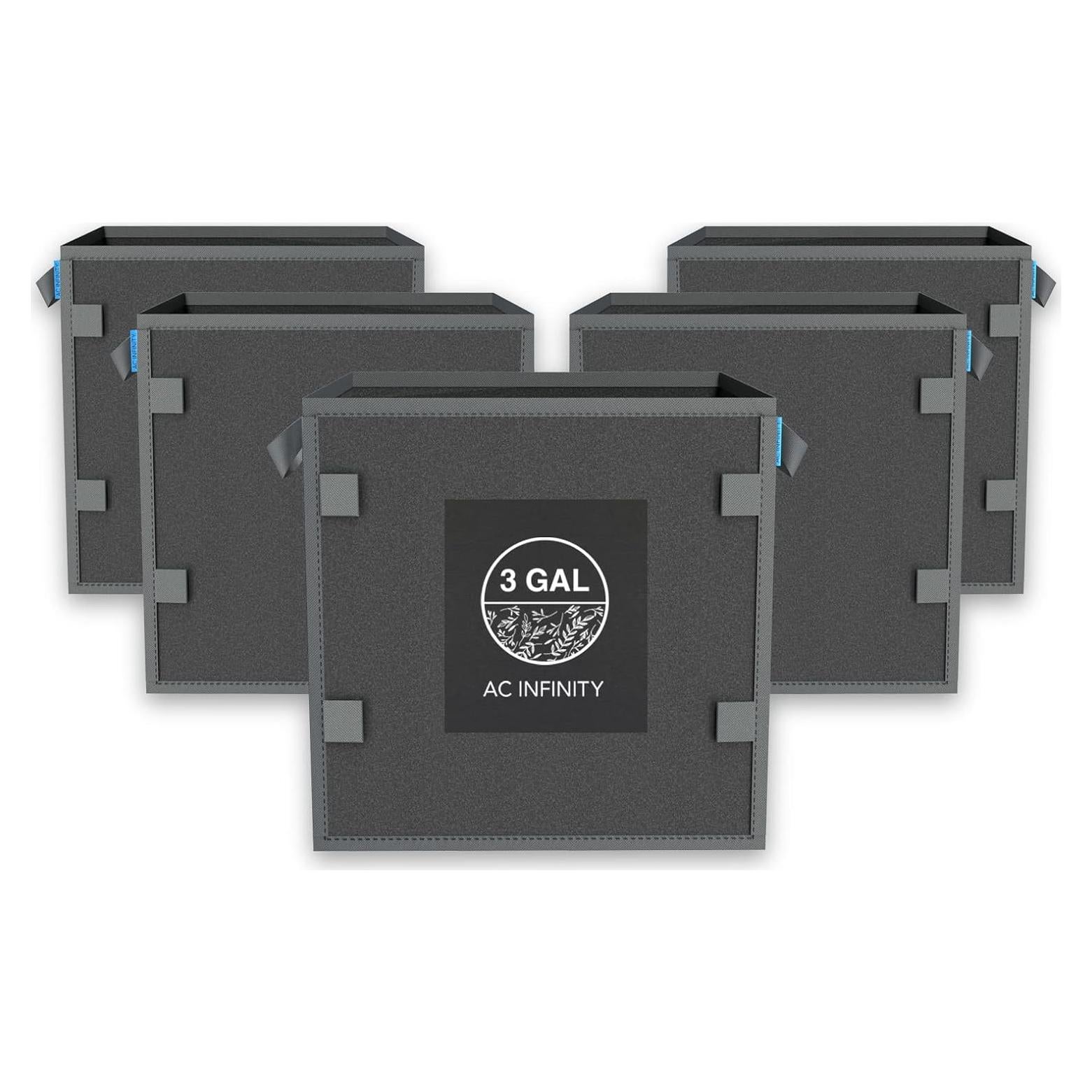 Macetas de Tela Reutilizables AC Infinity 3 Galones Paquete de 5