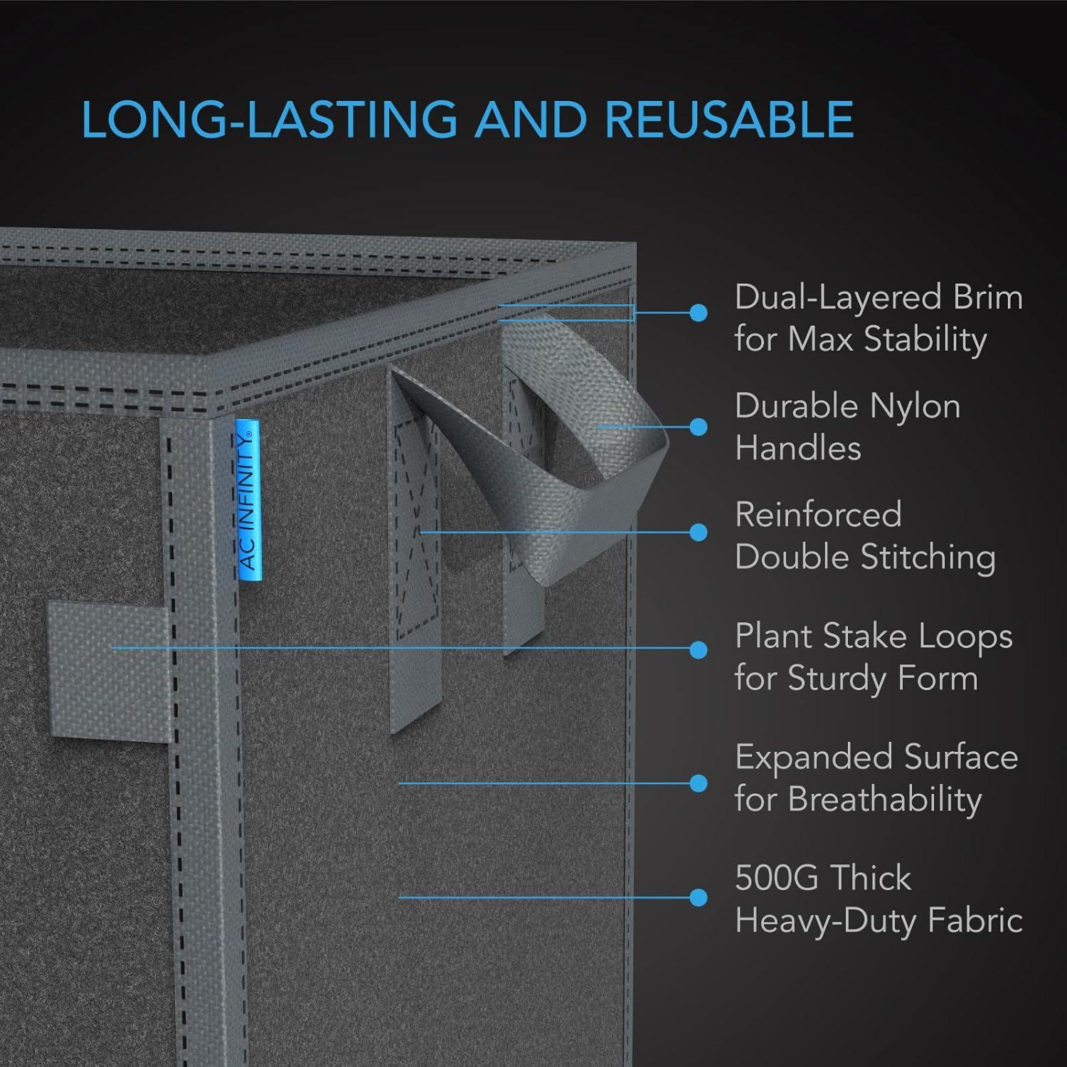 Macetas de Tela Reutilizables AC Infinity 3 Galones Paquete de 5
