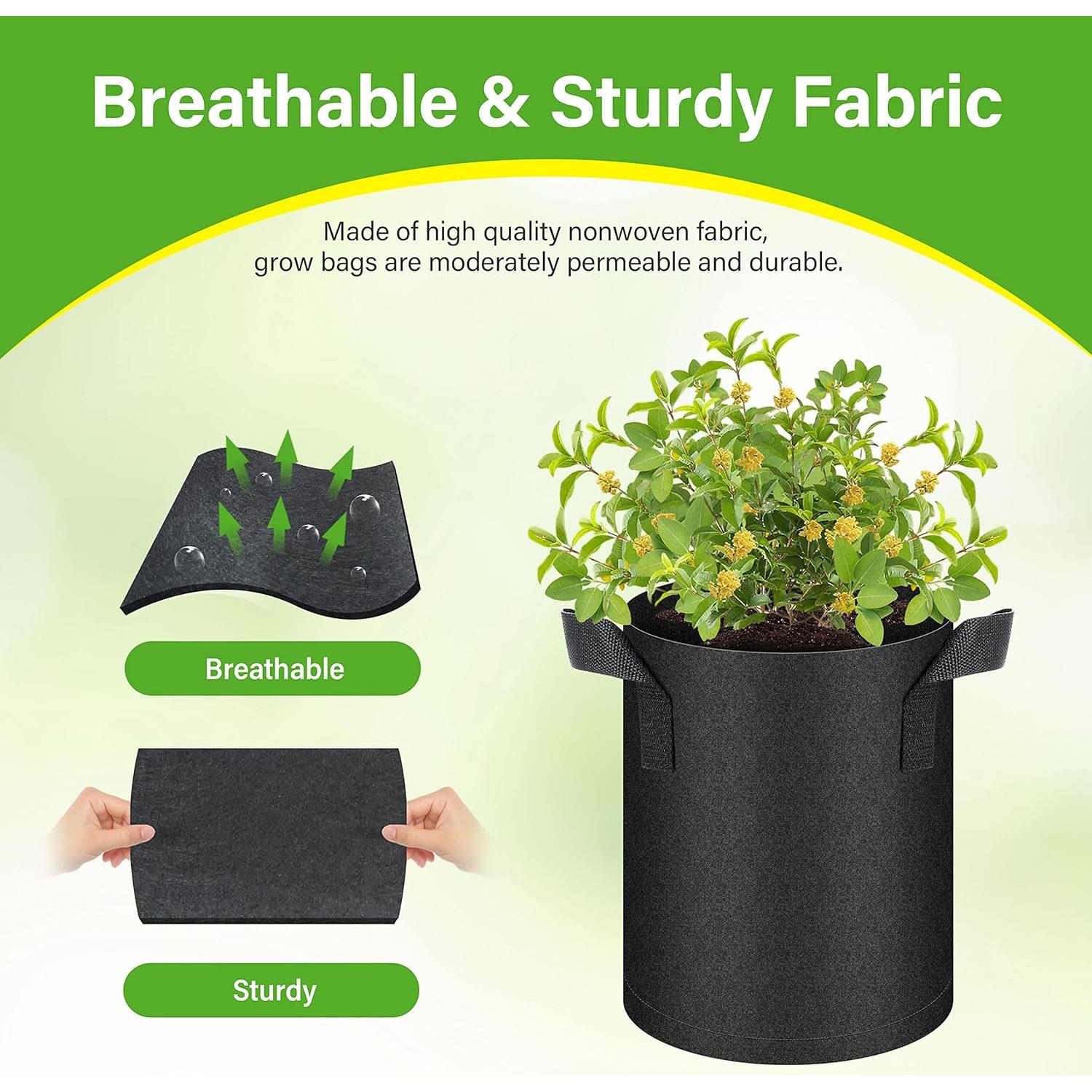 Bolsas de Cultivo No Tejidas HealSmart 6-Pack 3.8L Negro