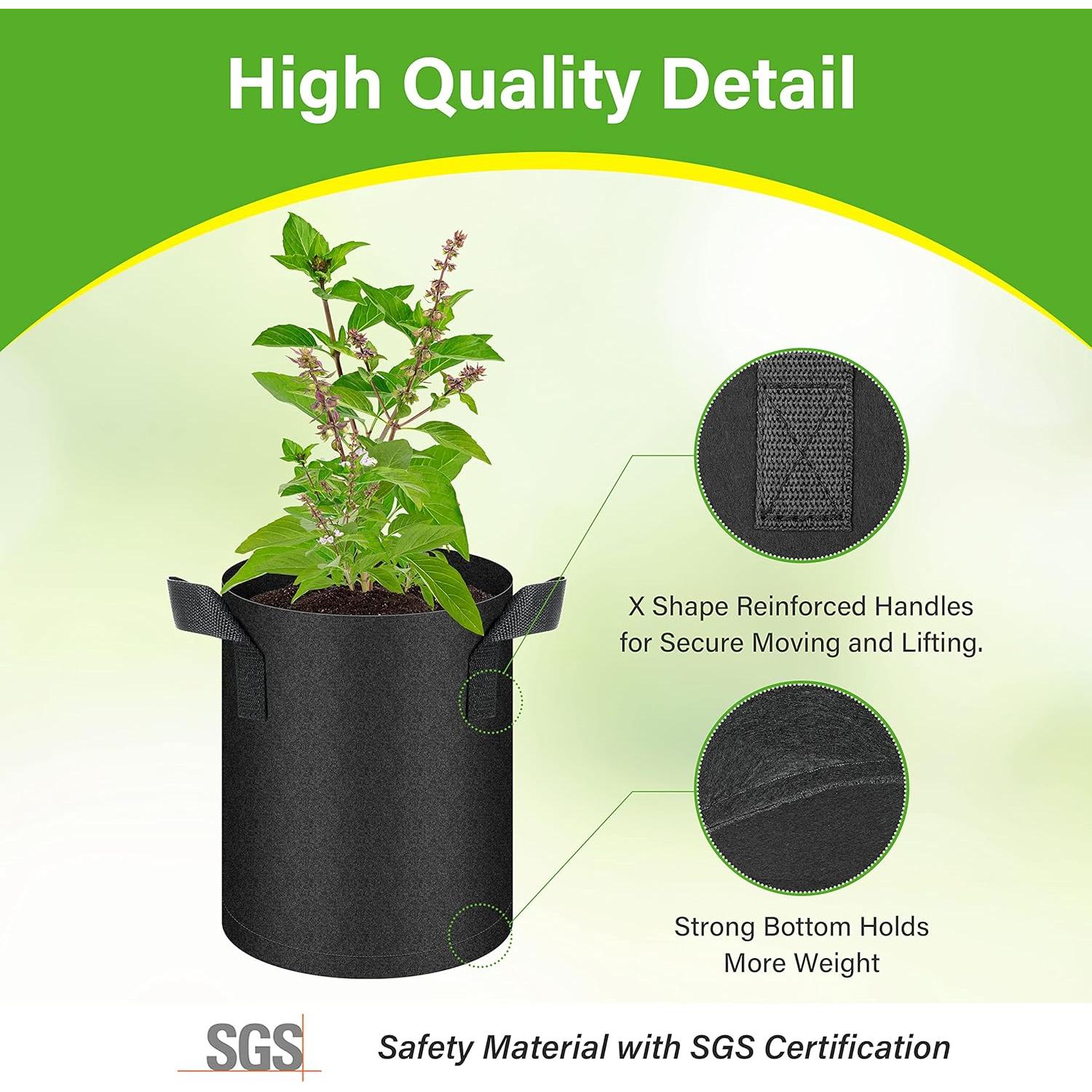 Bolsas de Cultivo No Tejidas HealSmart 6-Pack 3.8L Negro