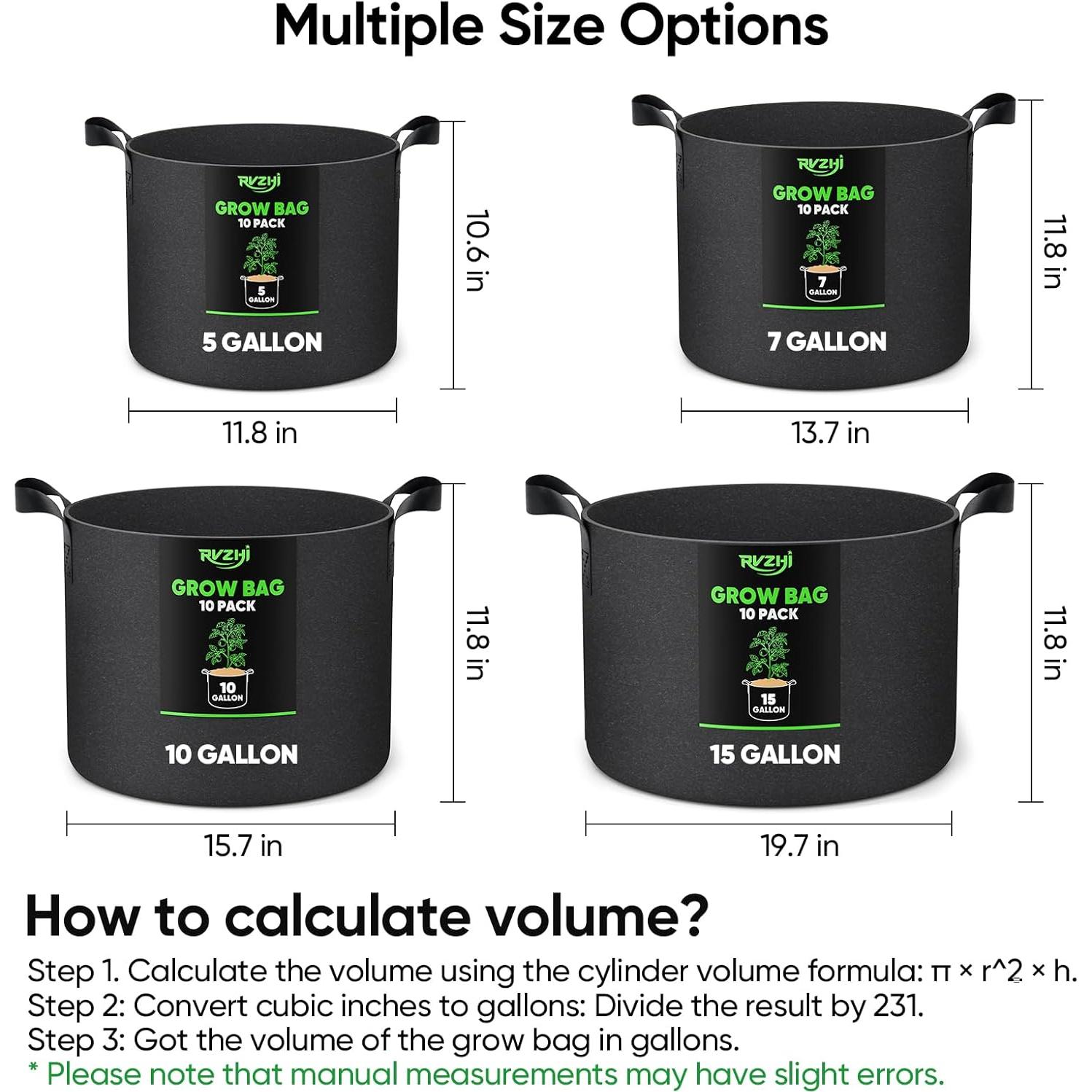 Bolsas de Cultivo para Patatas RVZHI 5 Galones - Paquete de 10