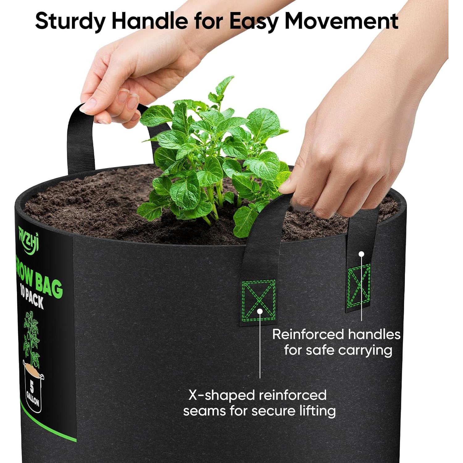 Bolsas de Cultivo para Patatas RVZHI 5 Galones - Paquete de 10