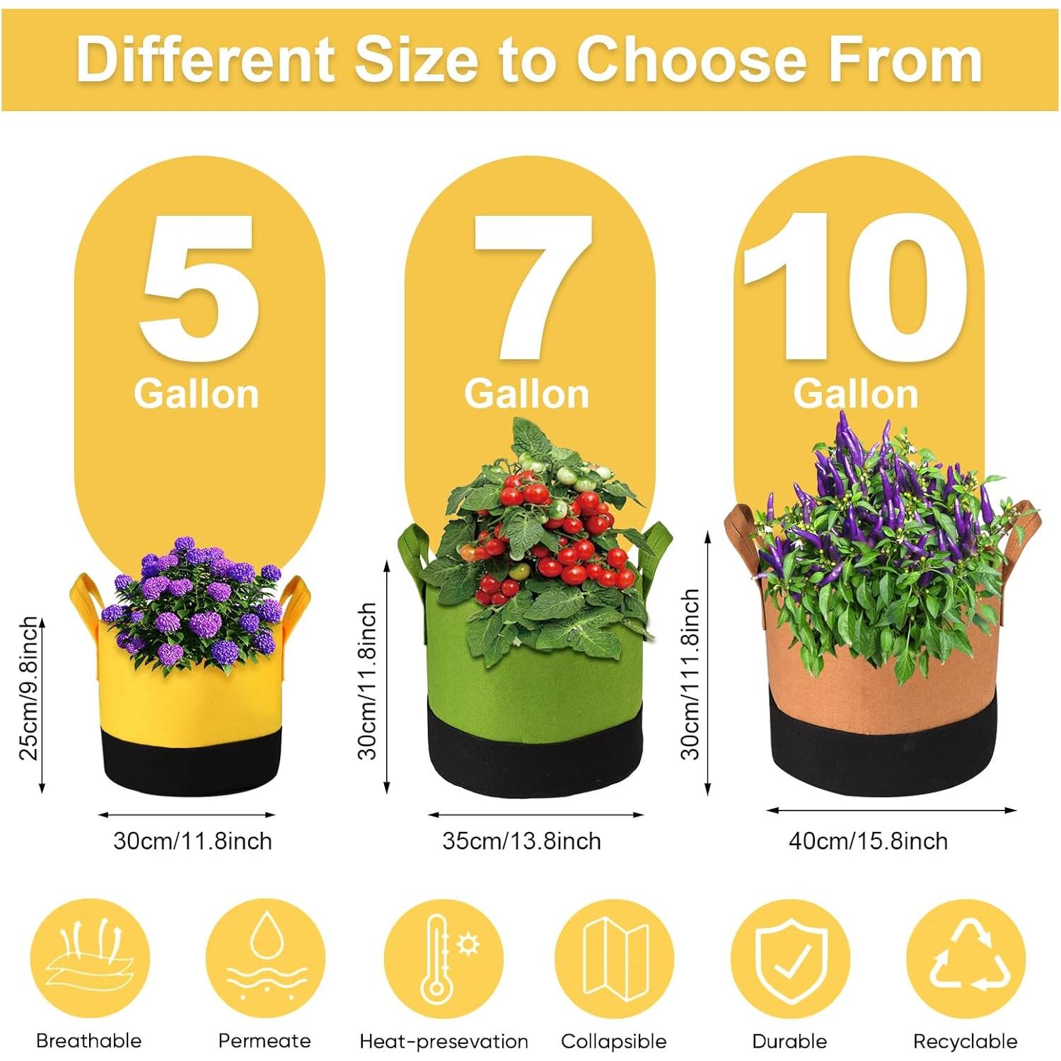 Bolsas de Crecimiento Xmpmrb 5-10 Galones, Paquete de 6 Colores