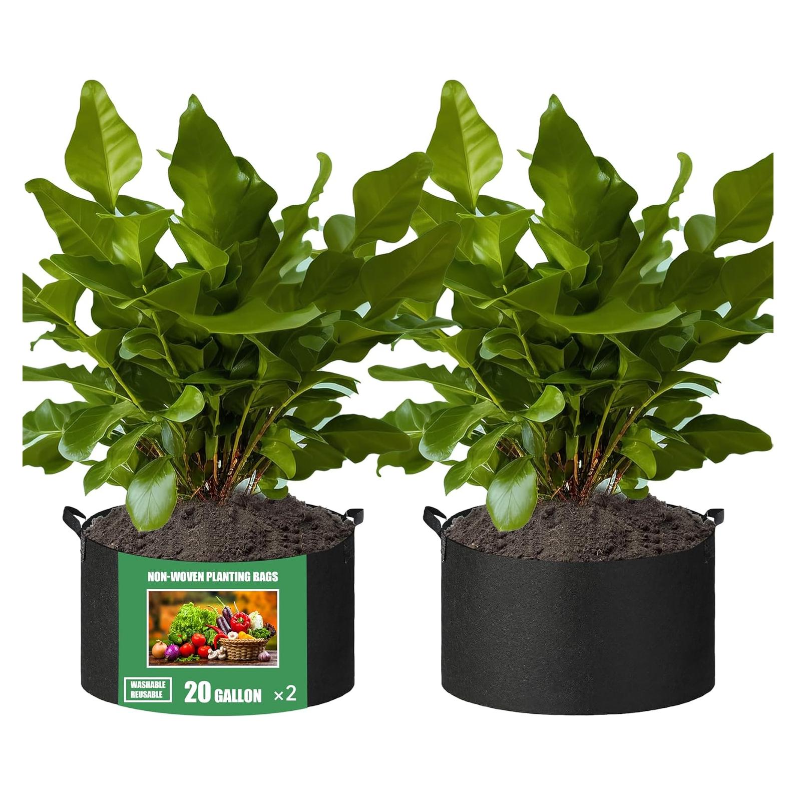 Paquete de 2 bolsas de cultivo FVOTNW 20 galones transpirables