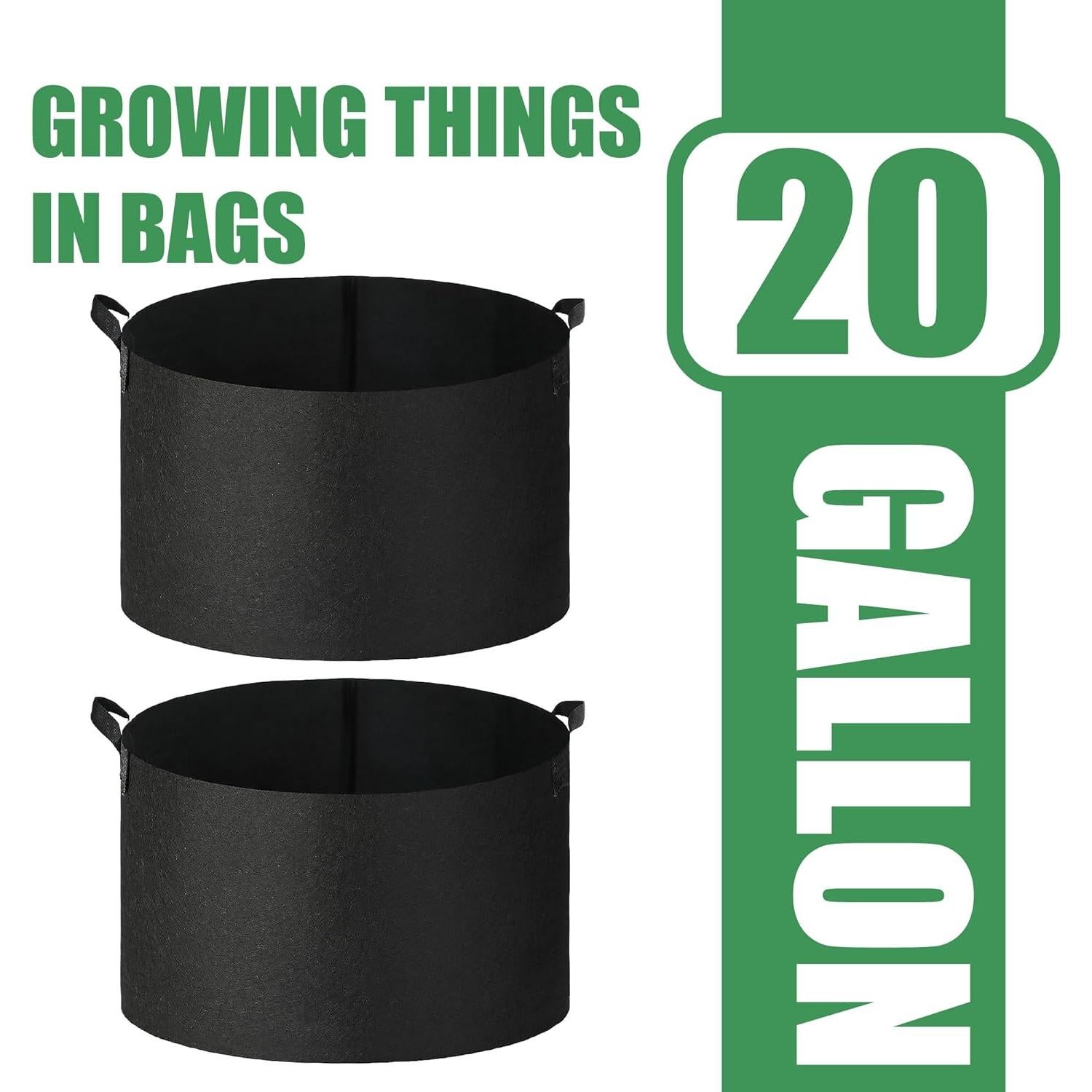 Paquete de 2 bolsas de cultivo FVOTNW 20 galones transpirables