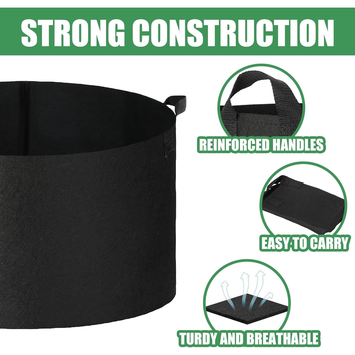 Paquete de 2 bolsas de cultivo FVOTNW 20 galones transpirables