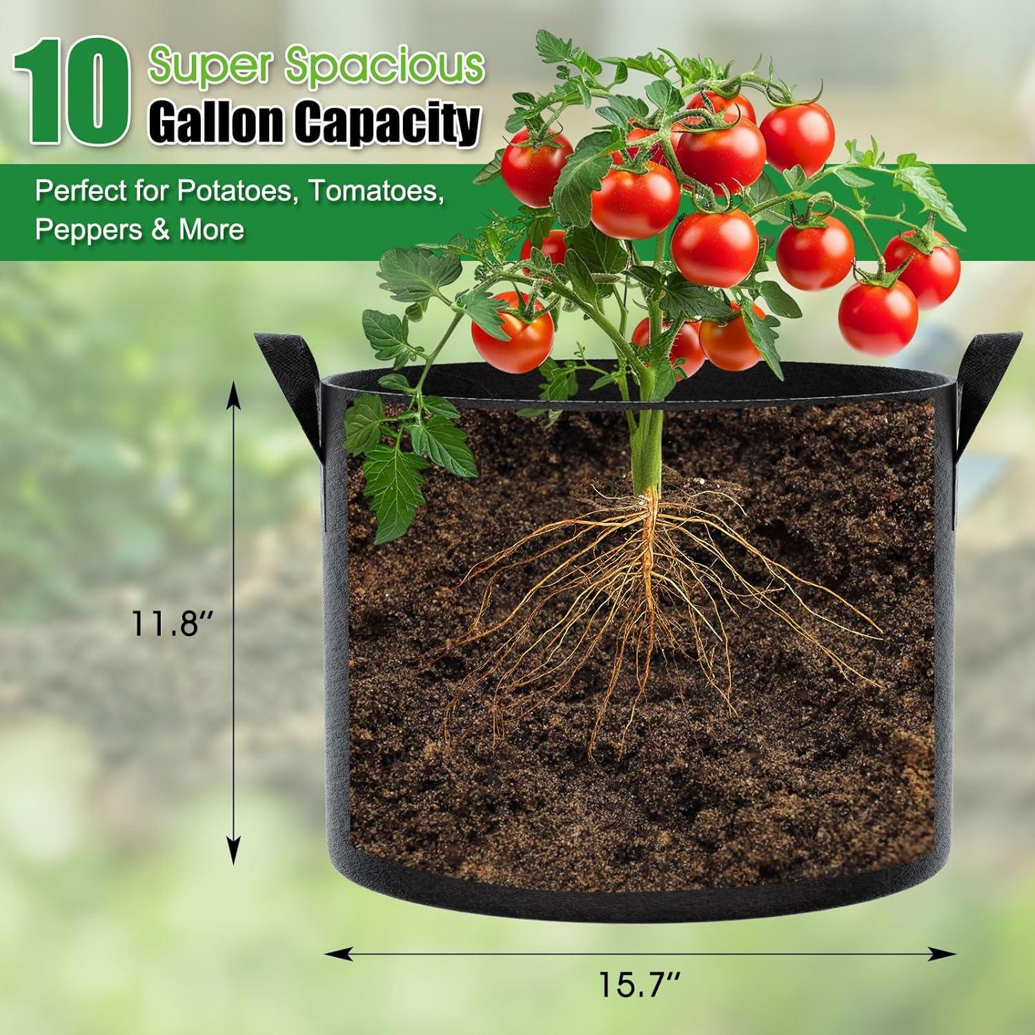 Bolsas de Crecimiento 10 Galones Feed Garden - 4 Piezas