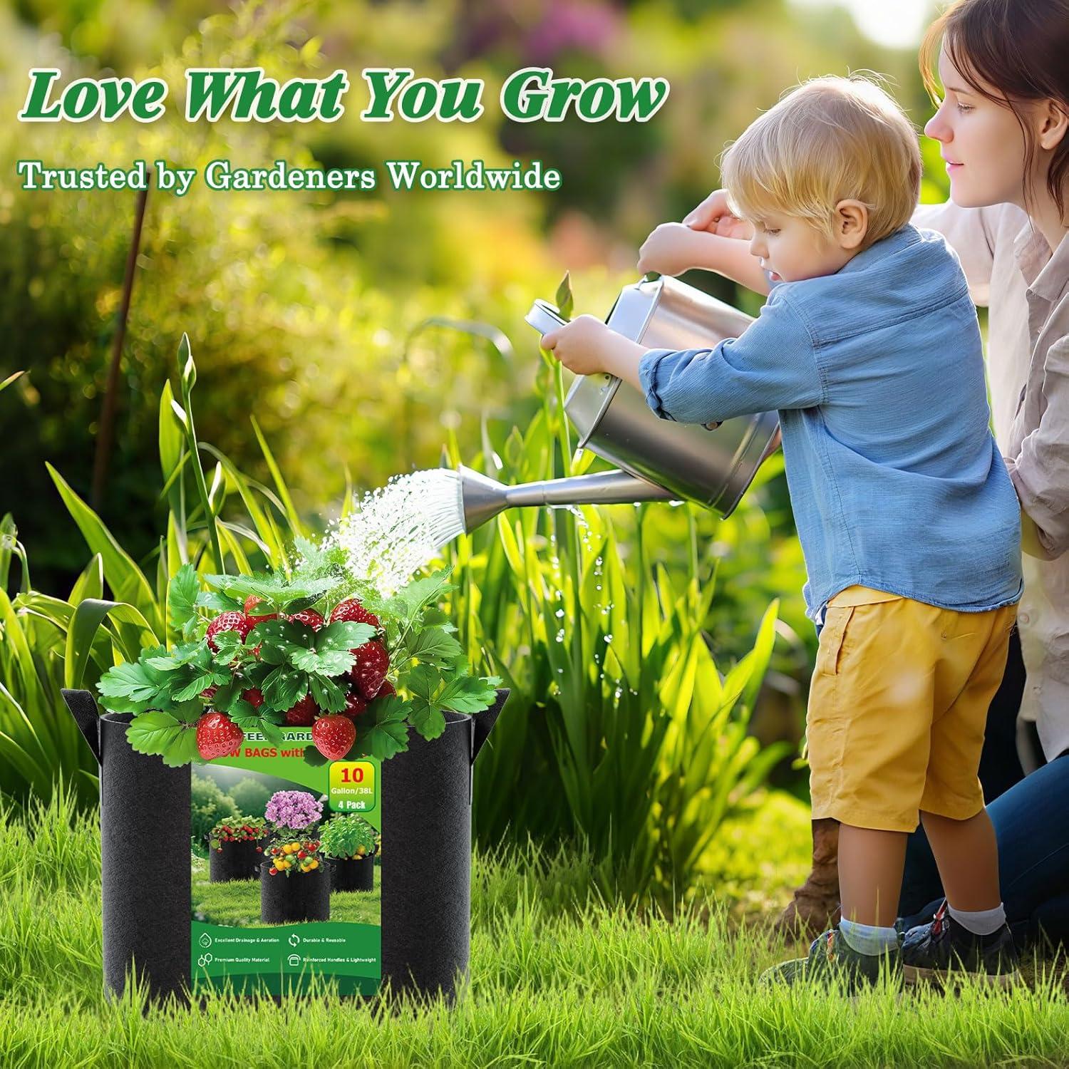Bolsas de Crecimiento 10 Galones Feed Garden - 4 Piezas