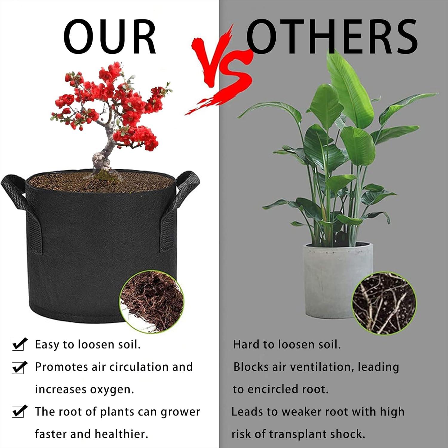 Paquete de 6 bolsas de cultivo VGE 3.78L con asas para plantas