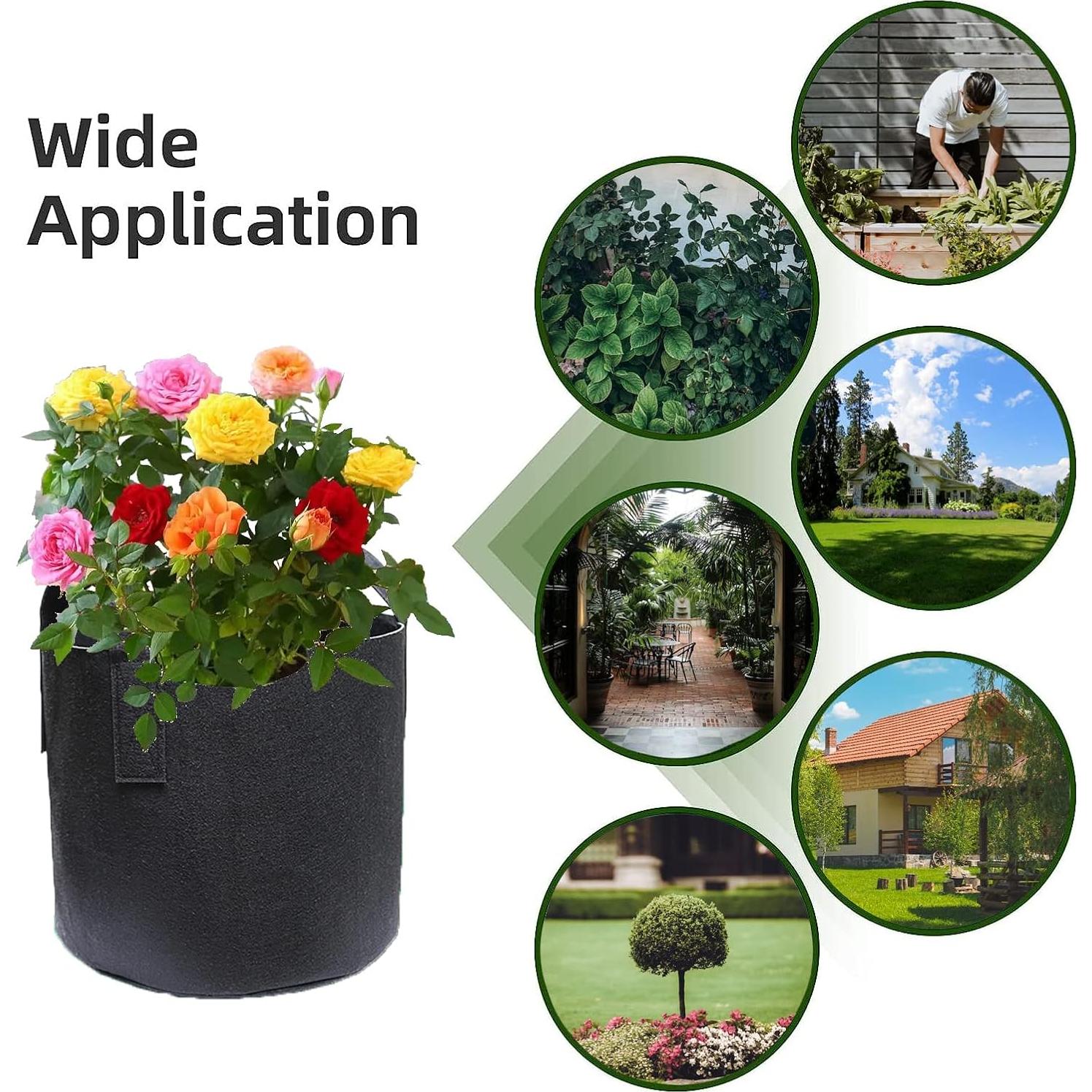 Paquete de 6 bolsas de cultivo VGE 3.78L con asas para plantas