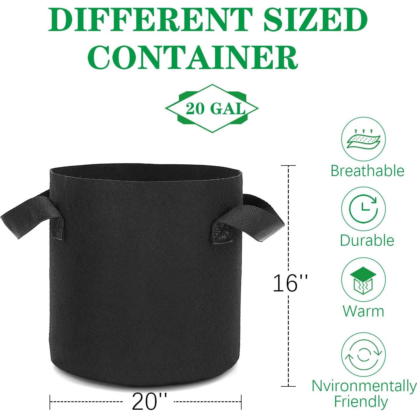 Bolsas de Cultivo HOOPLE 6 Pack 20 Galones Tela Resistente