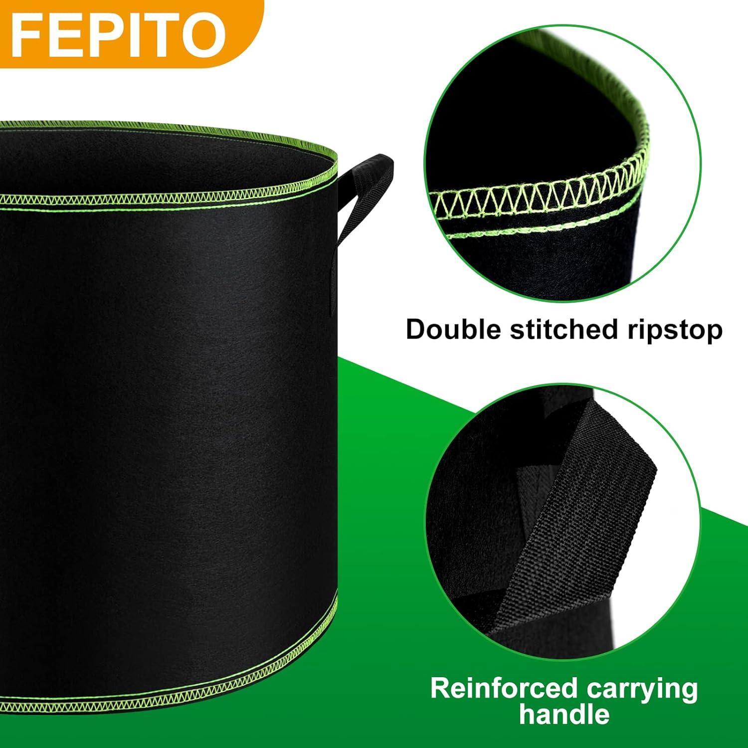 Bolsas de Cultivo FEPITO 10 Galones 5 Paquete Tela Aeración