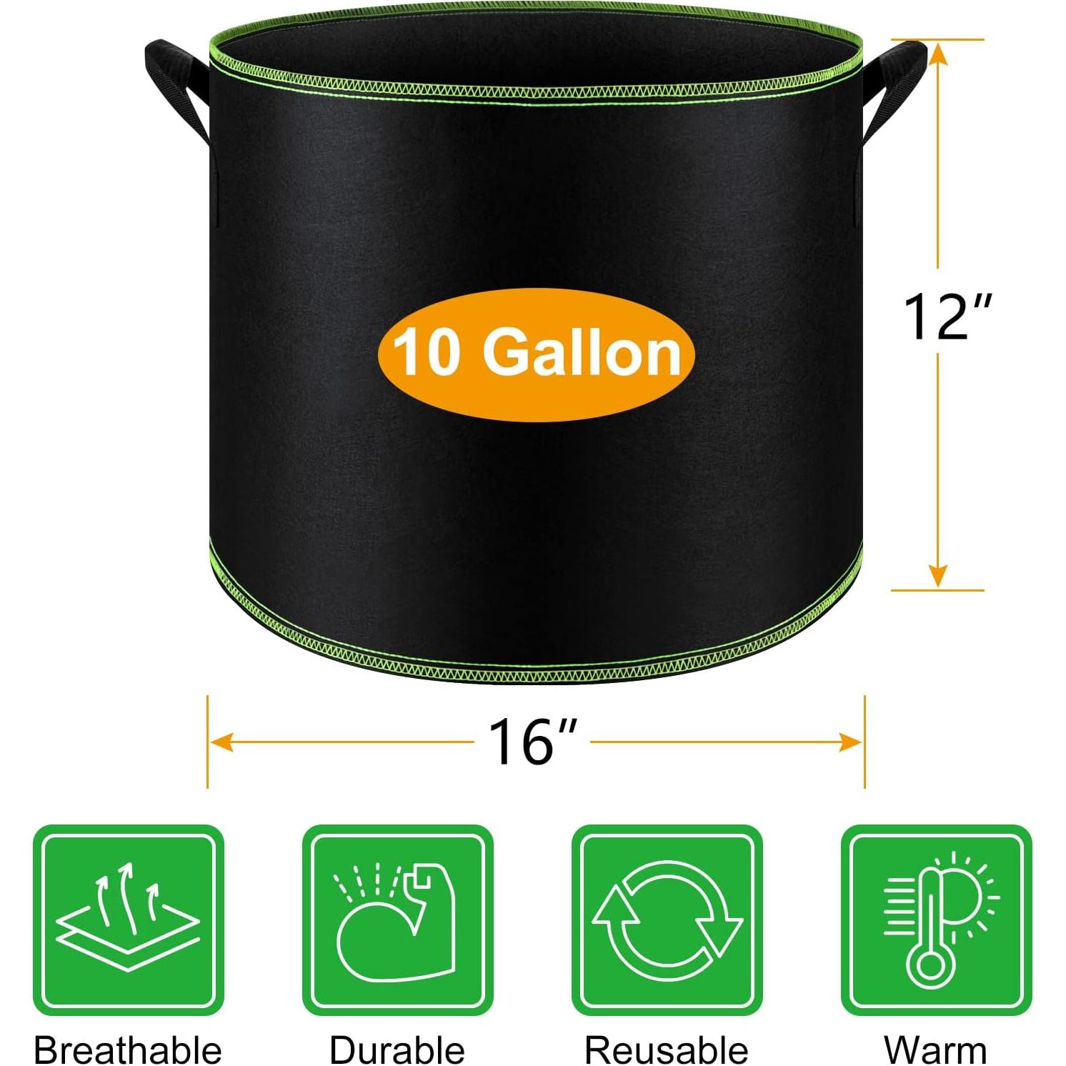 Bolsas de Cultivo FEPITO 10 Galones 5 Paquete Tela Aeración