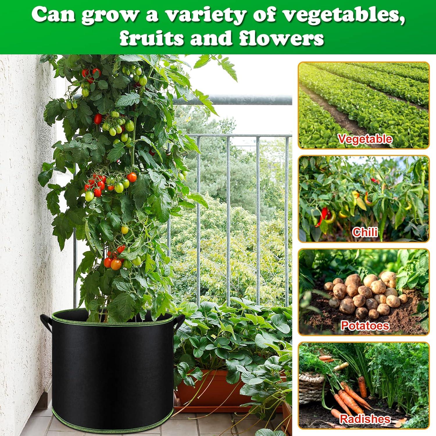 Bolsas de Cultivo FEPITO 10 Galones 5 Paquete Tela Aeración