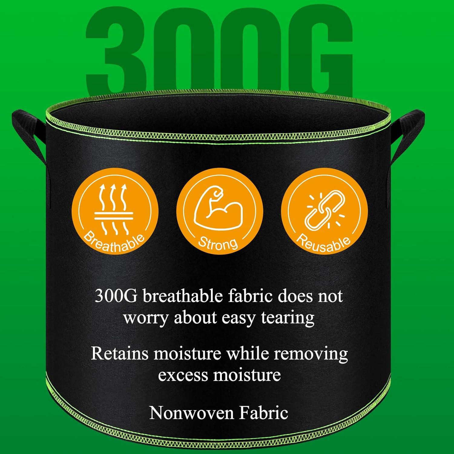 Bolsas de Cultivo FEPITO 10 Galones 5 Paquete Tela Aeración