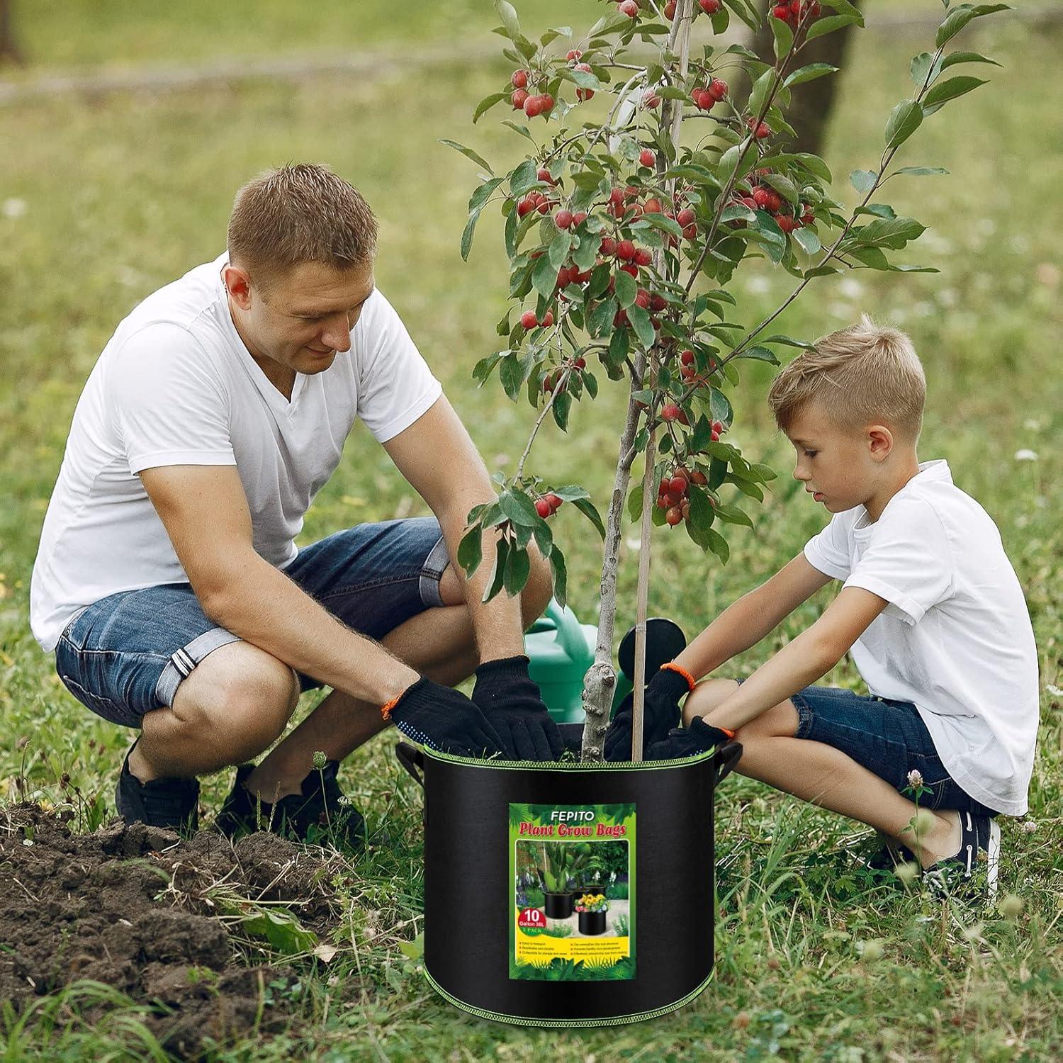 Bolsas de Cultivo FEPITO 10 Galones 5 Paquete Tela Aeración