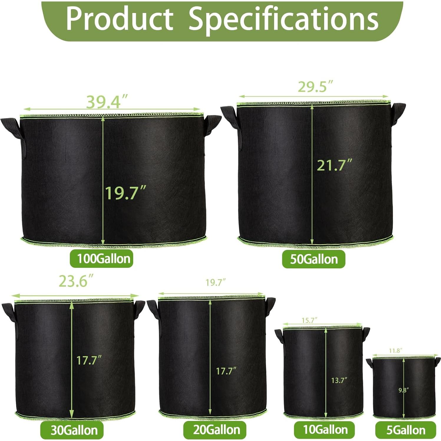 Bolsas de Crecimiento FVOTNW 100 Galones para Jardín