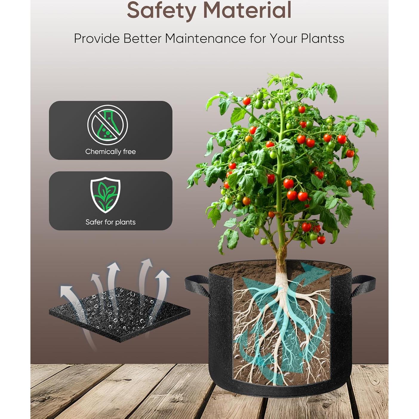 Bolsas de Cultivo EL CRECIMIENTO 5 Galones Tela Transpirable