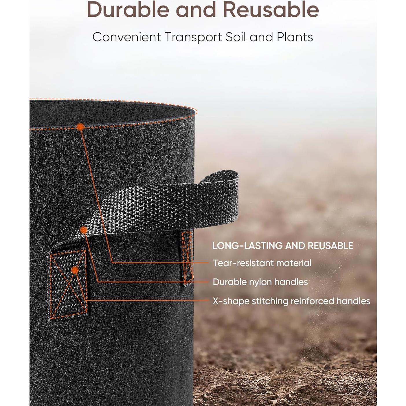 Bolsas de Cultivo EL CRECIMIENTO 5 Galones Tela Transpirable