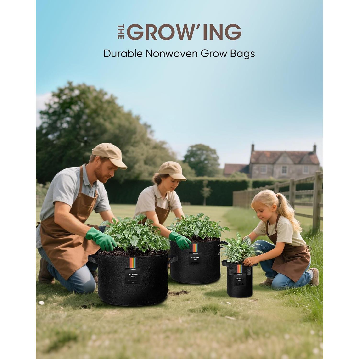 Bolsas de Cultivo EL CRECIMIENTO 5 Galones Tela Transpirable