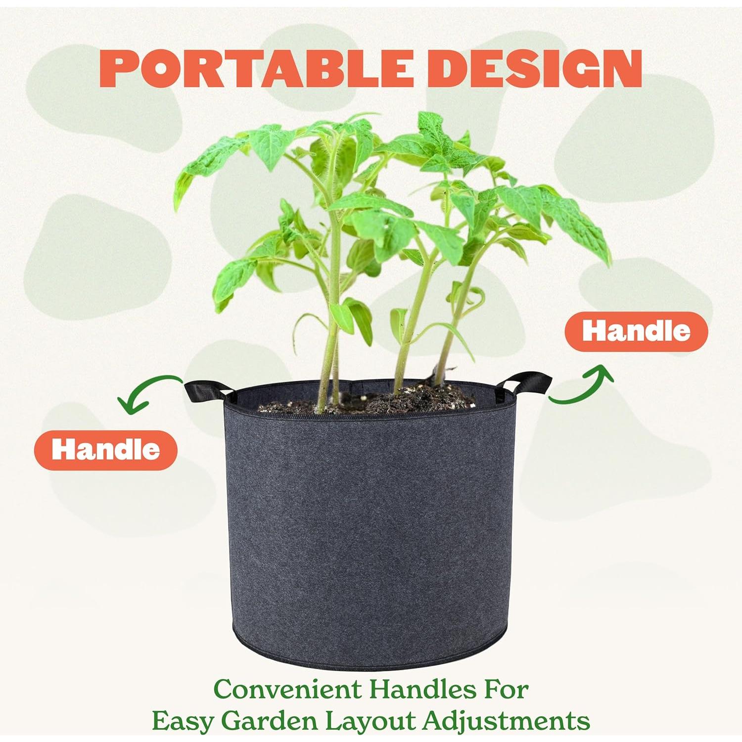 Epic Gardening Paquete de 5 Bolsas de Cultivo 19L con Asas