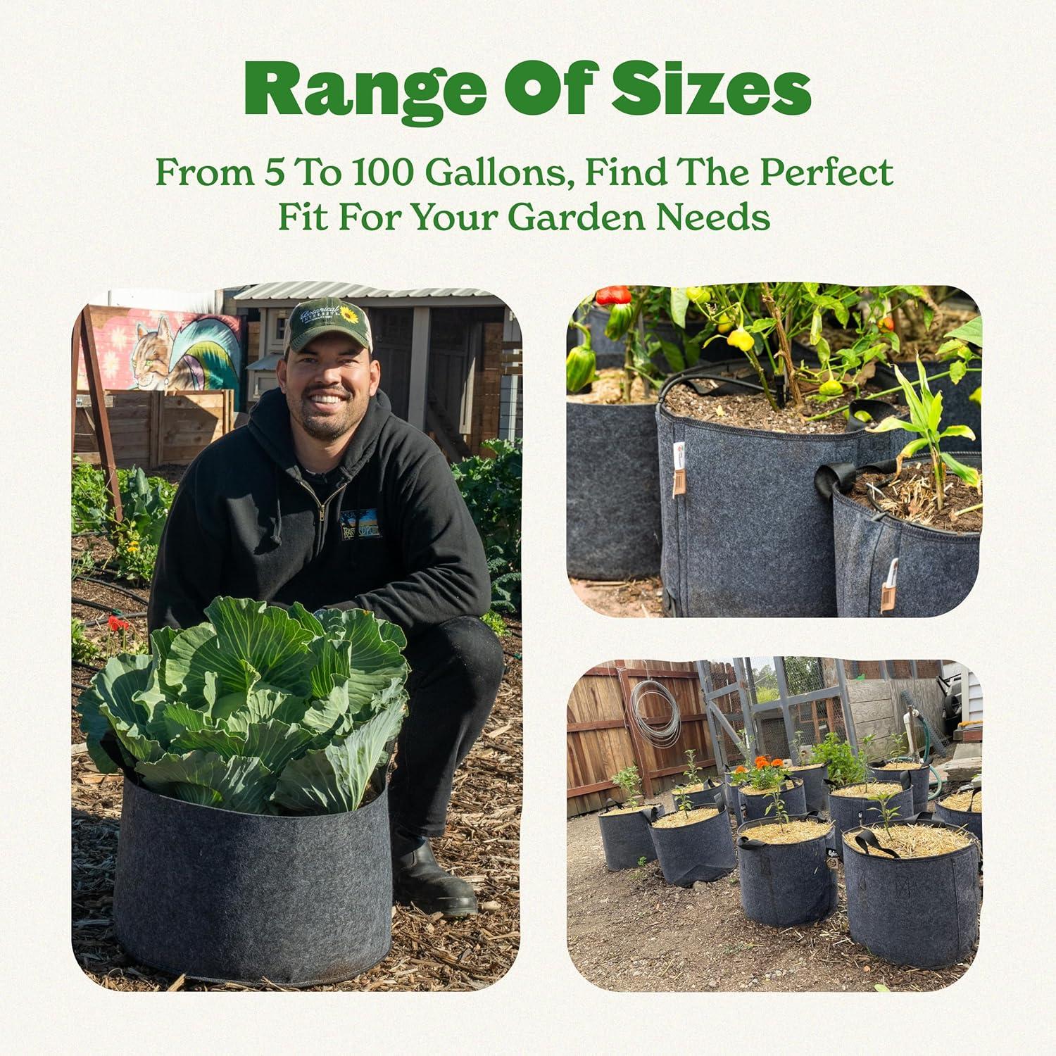 Epic Gardening Paquete de 5 Bolsas de Cultivo 19L con Asas