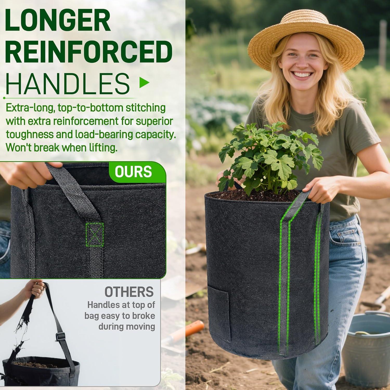 4 Bolsas de Cultivo de 56.8 L Mulctun con Ventanas de Cosecha