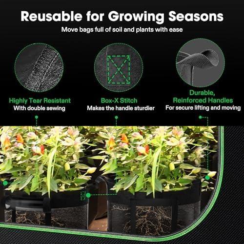 Bolsas de Cultivo VIVOSUN 7 Galones Pack de 3 con Ventana