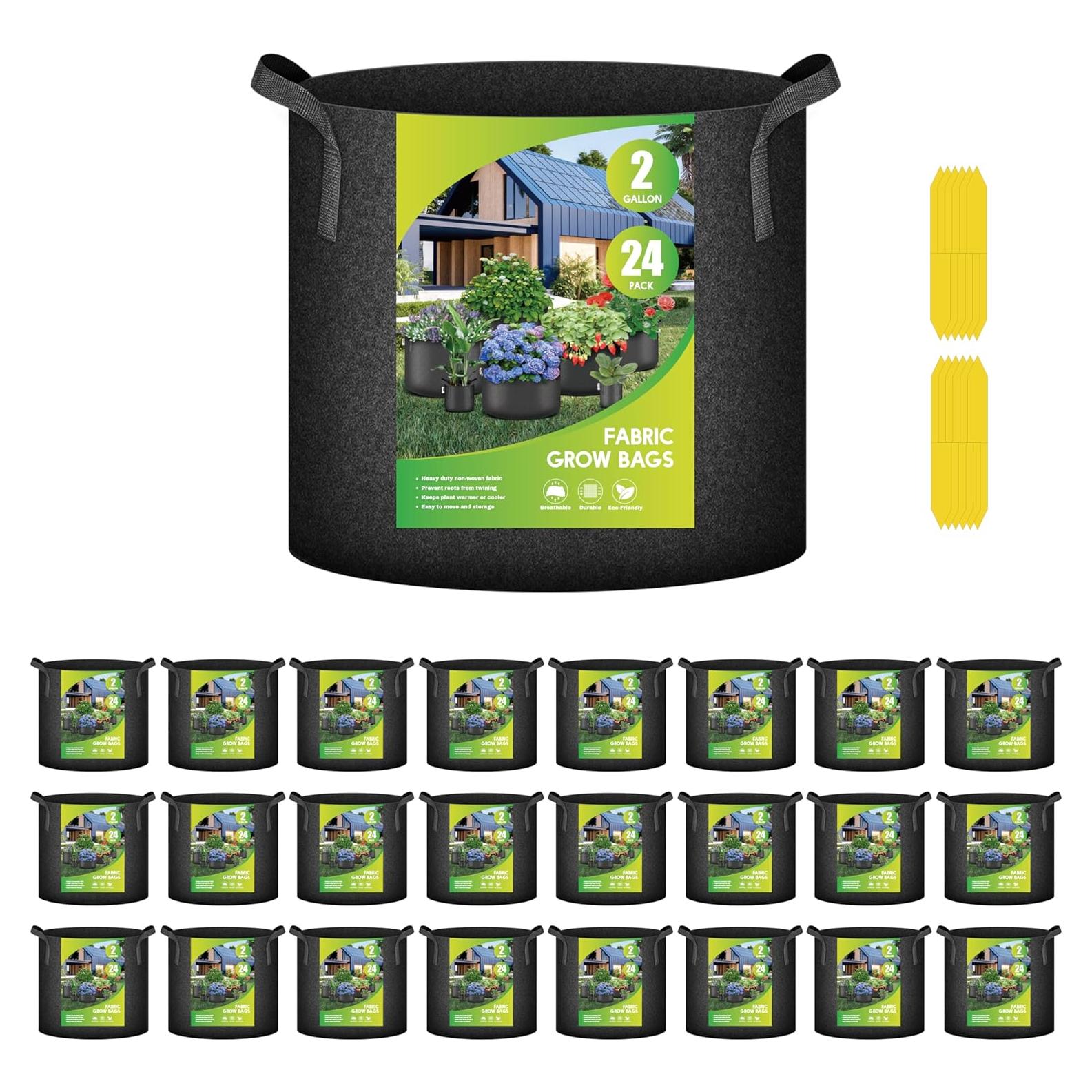 Bolsas de Cultivo de Tela iPower 24-Pack 2 Galones Negras