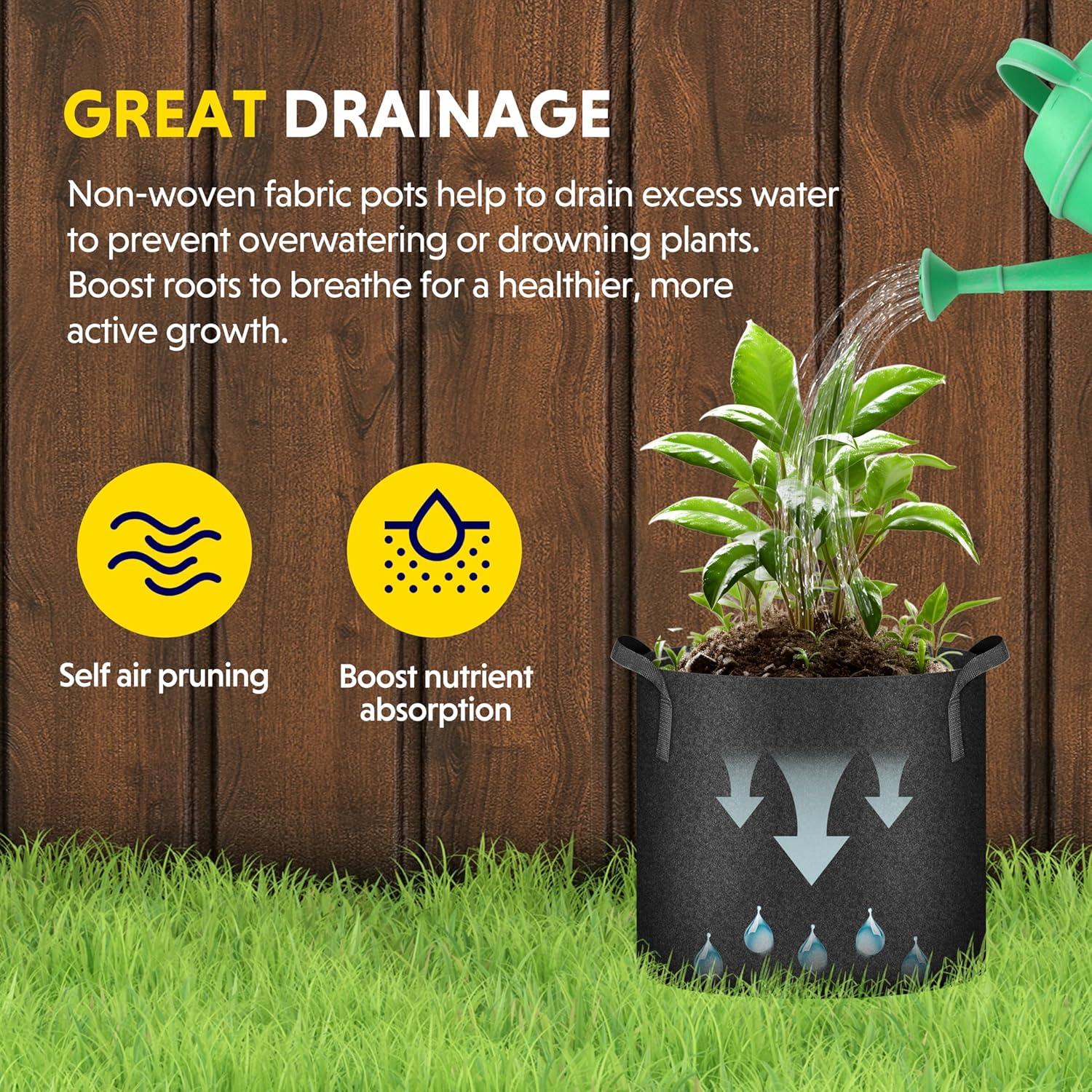 Bolsas de Cultivo de Tela iPower 24-Pack 2 Galones Negras