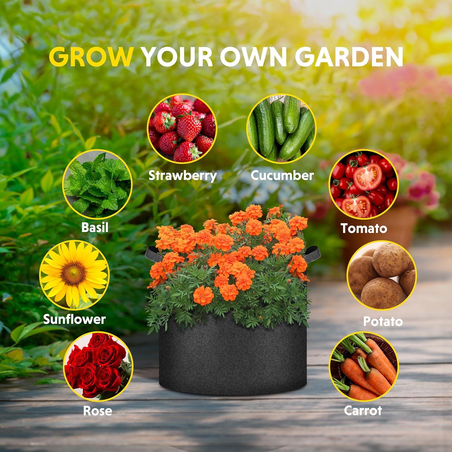 Bolsas de Cultivo de Tela iPower 24-Pack 2 Galones Negras