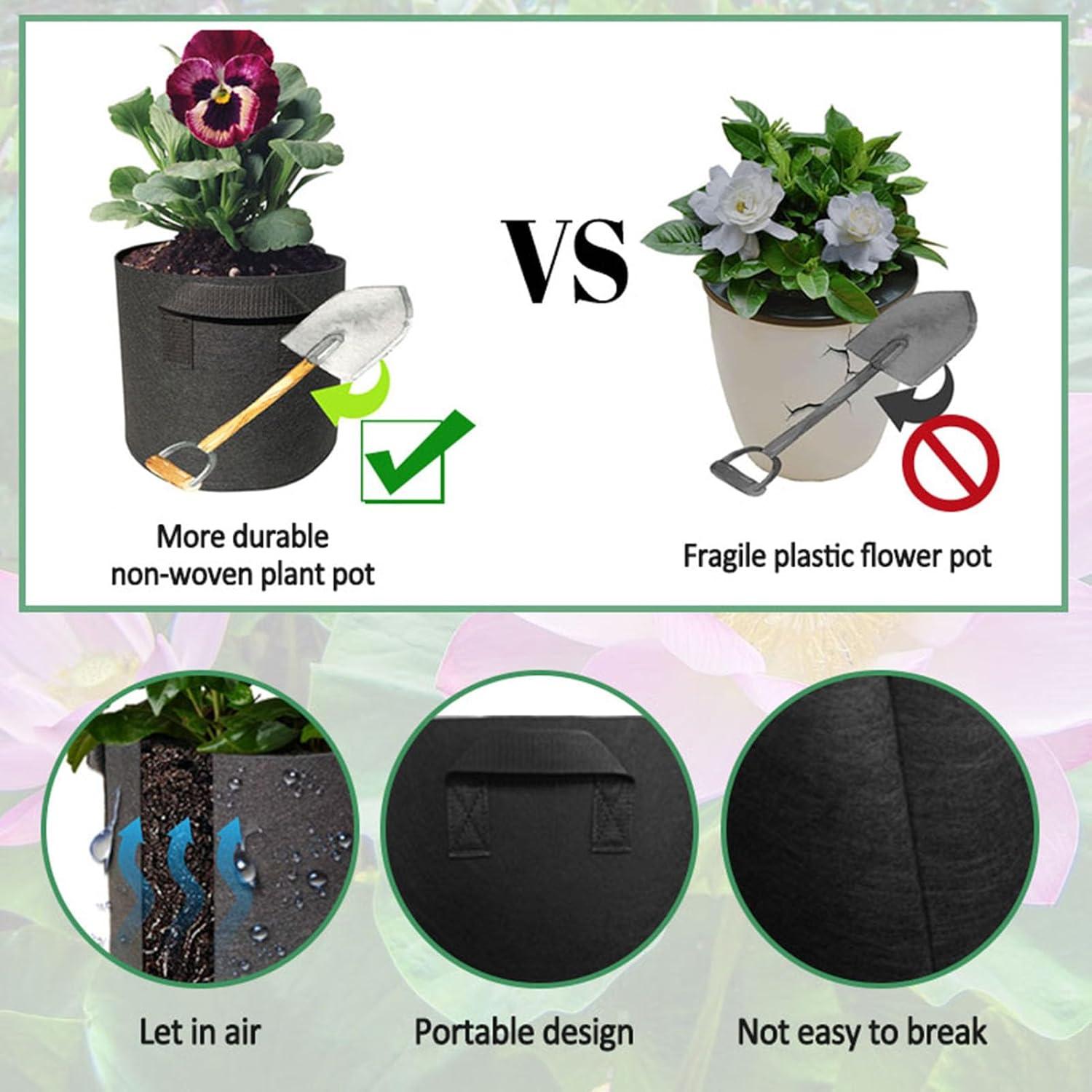 8 Macetas de Tela Reutilizables OZIO 3.78L para Plantas Acuáticas