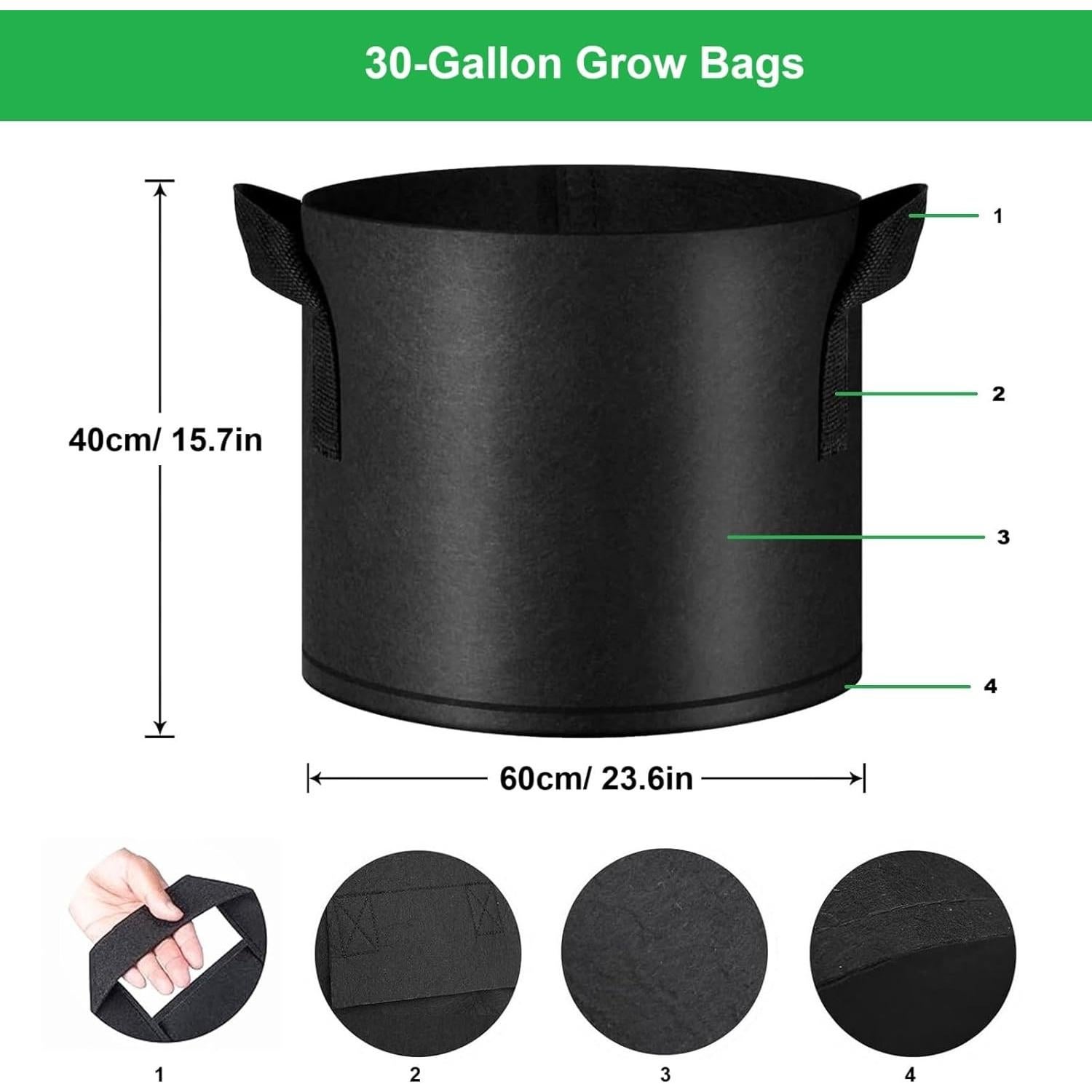 Bolsas de Crecimiento 30 Galones ANSLYQA Paquete de 10