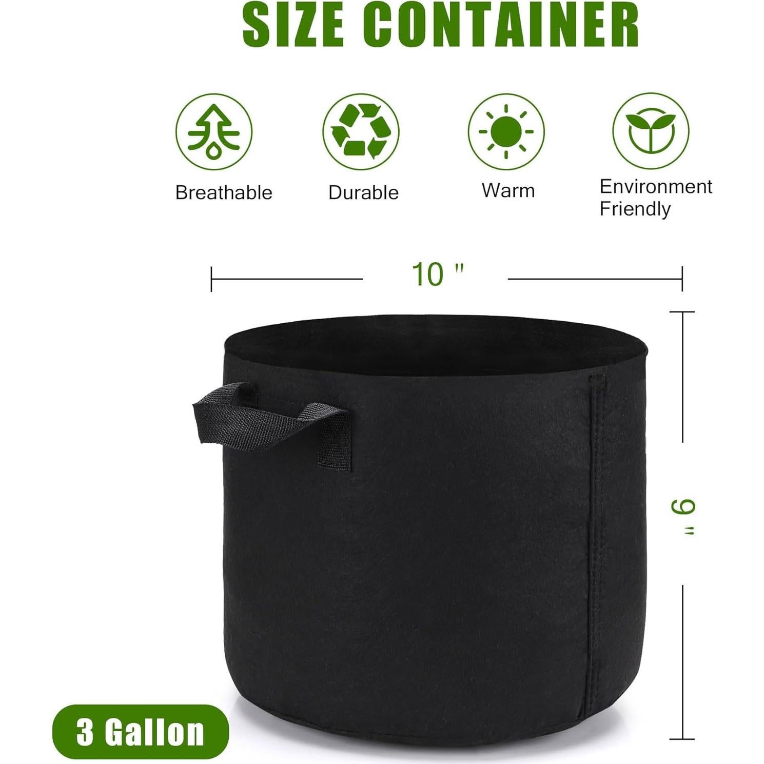 Paquete de 24 macetas de tela 3 Galones OPPOLIFE para jardín