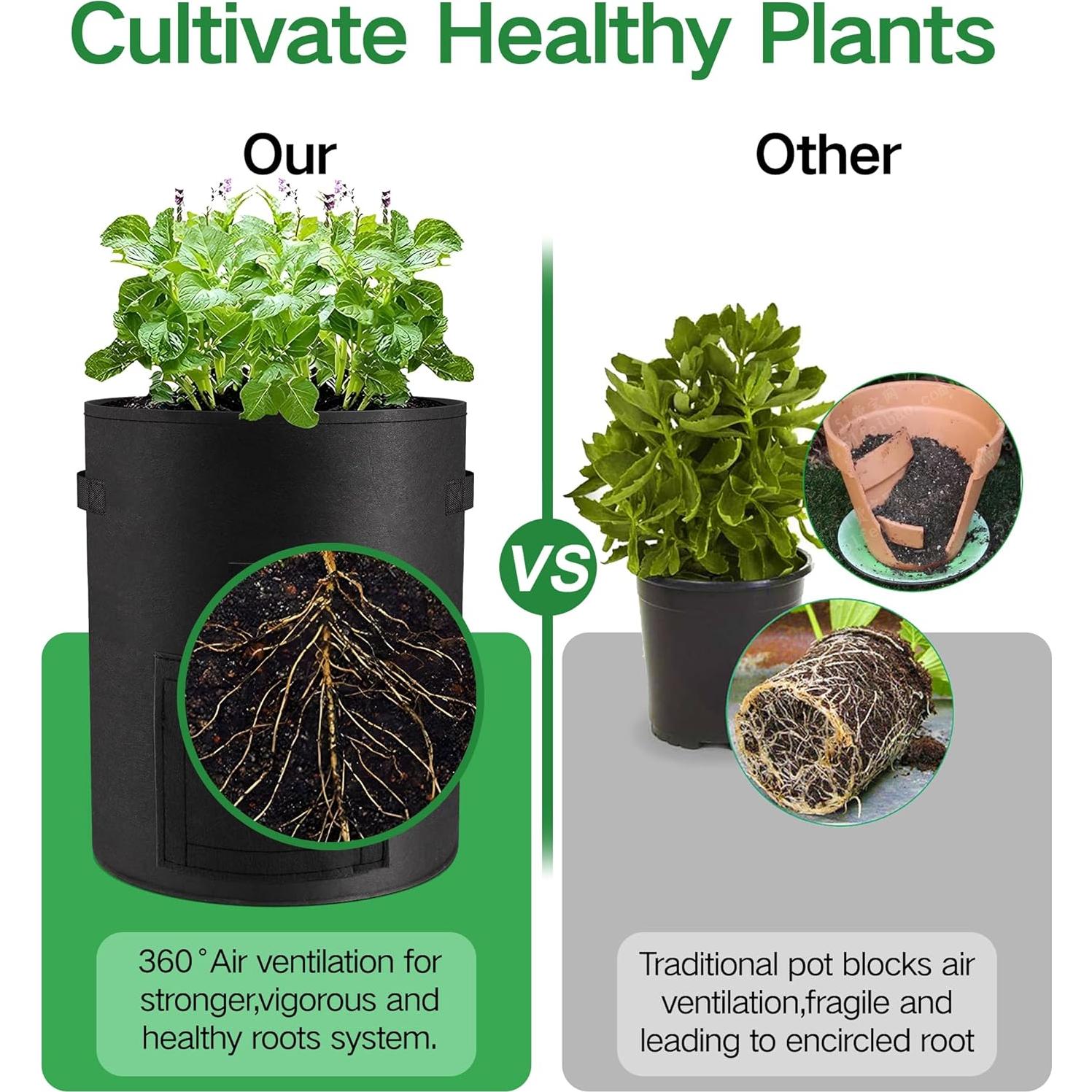 Paquete de 6 bolsas de cultivo Moyios 10 galones para verduras