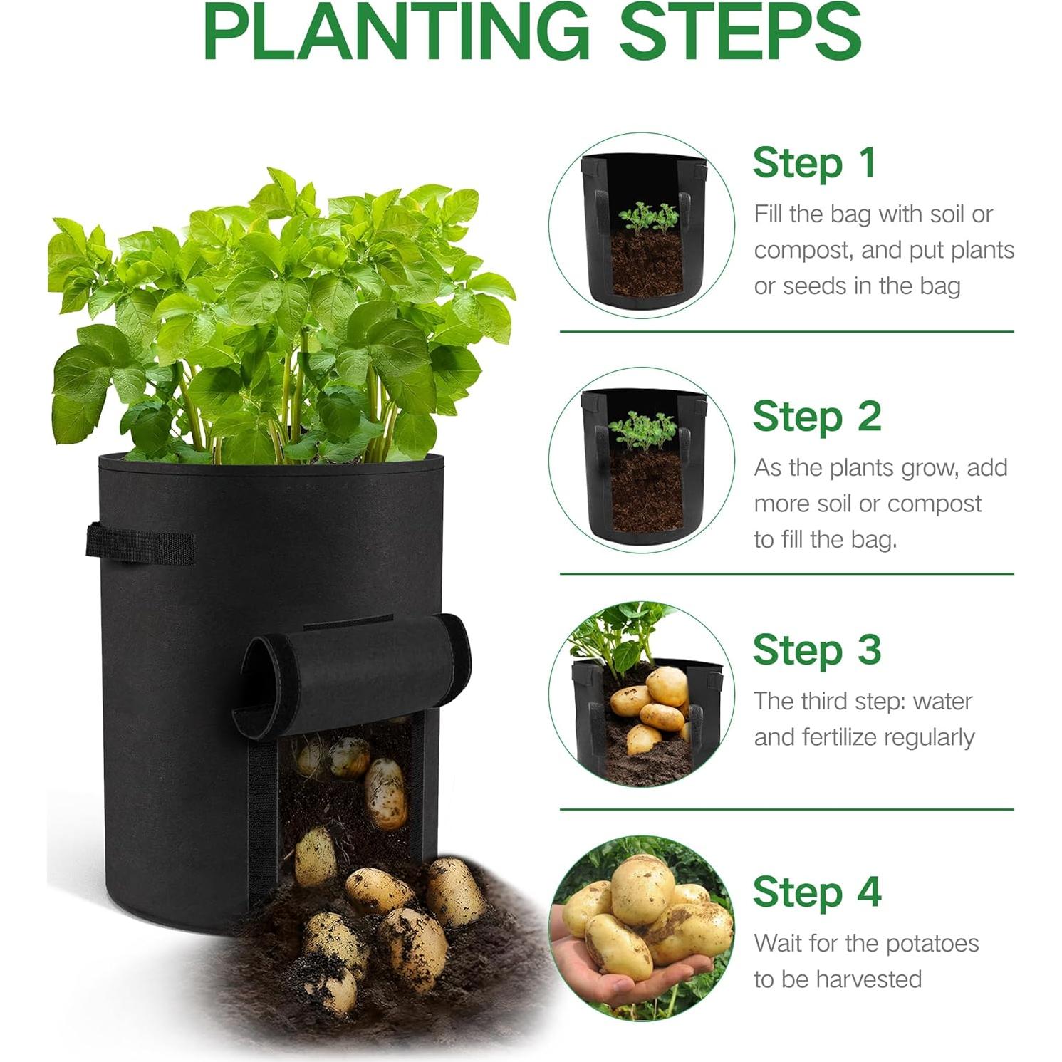 Paquete de 6 bolsas de cultivo Moyios 10 galones para verduras