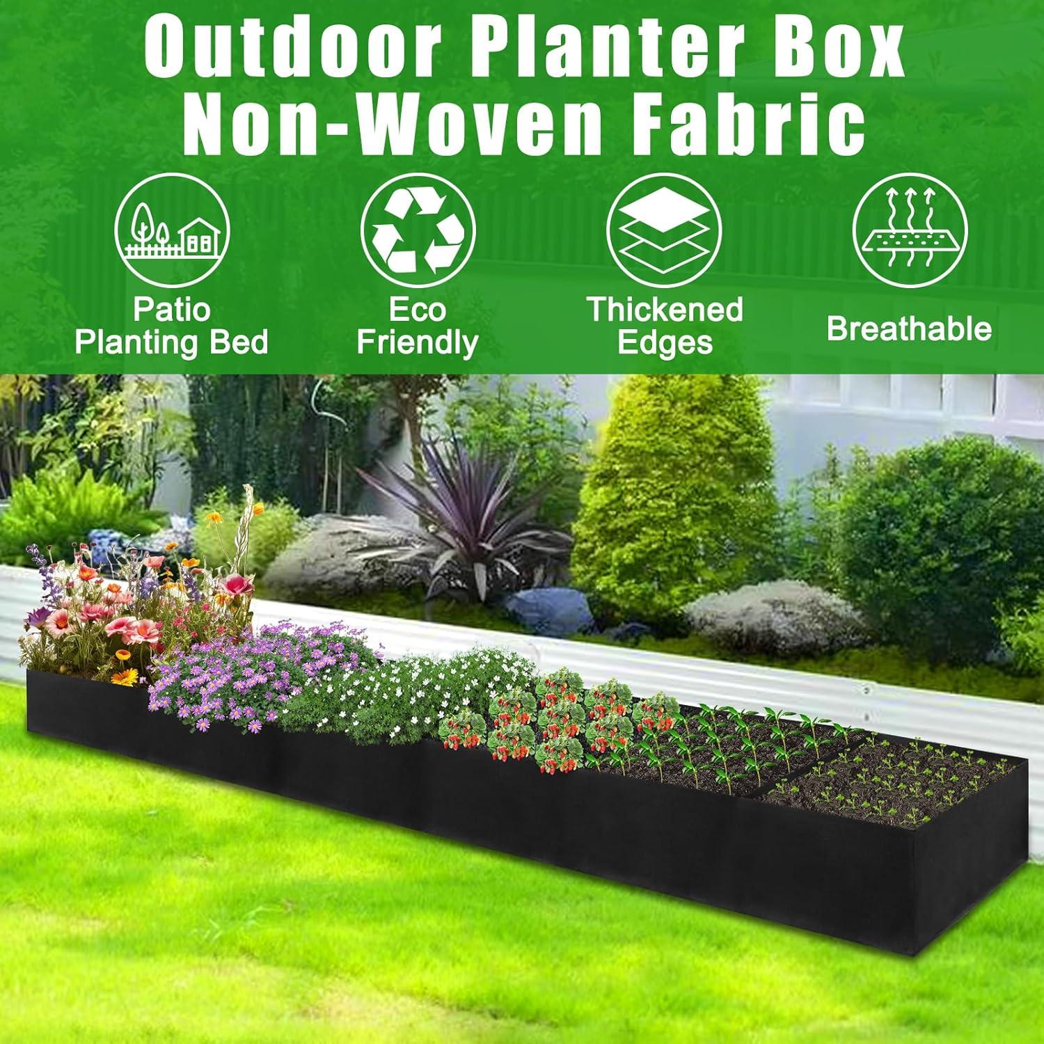 Cama de Jardín Elevada de Tela VZZNN 12x2x1ft - 6 Compartimentos