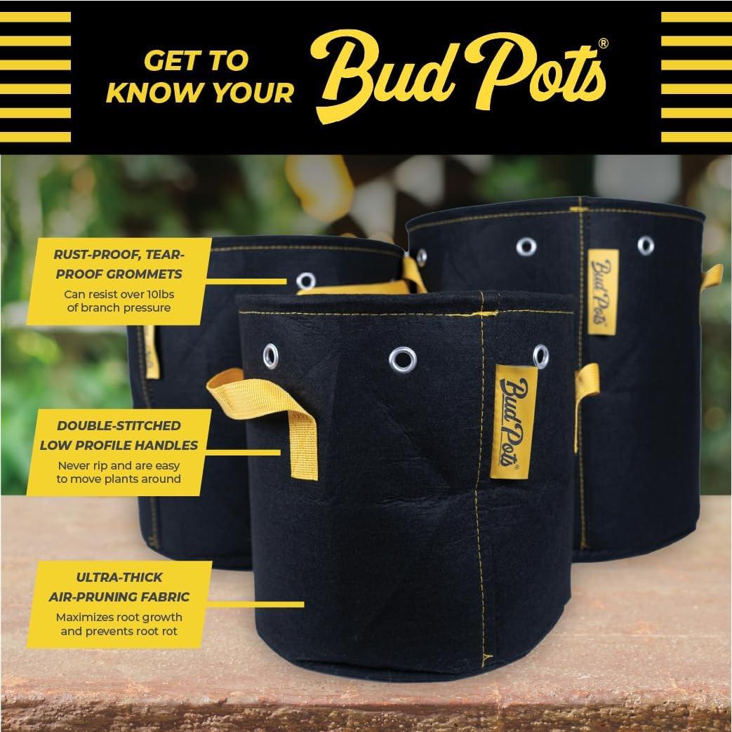 Macetas de Tela BudTrainer 7 Galones - Paquete de 4 - Reutilizables
