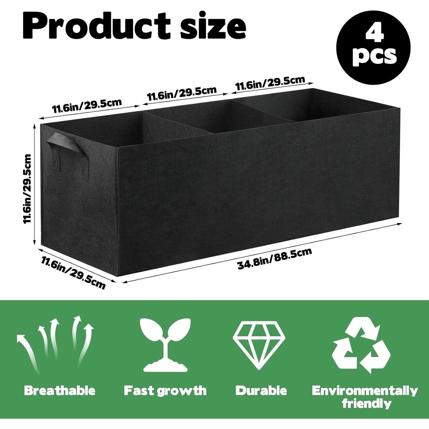 CIEOVO Paquete de 4 Bolsas de Jardín Elevadas 77L con Asa